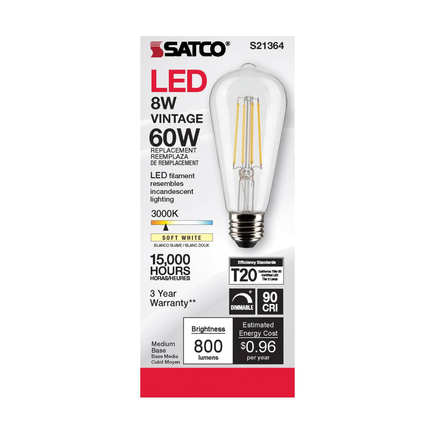 8ST19/CL/LED/930/E26 - S21364