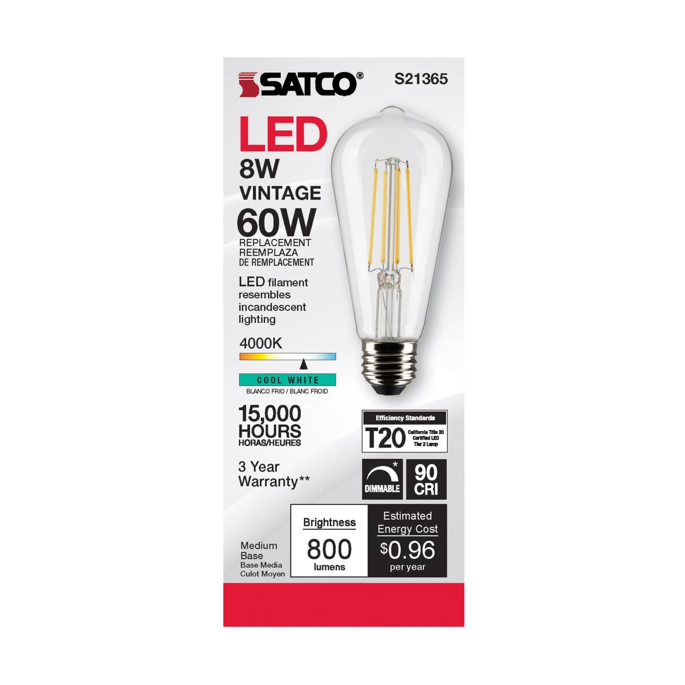 8ST19/CL/LED/940/E26 - S21365