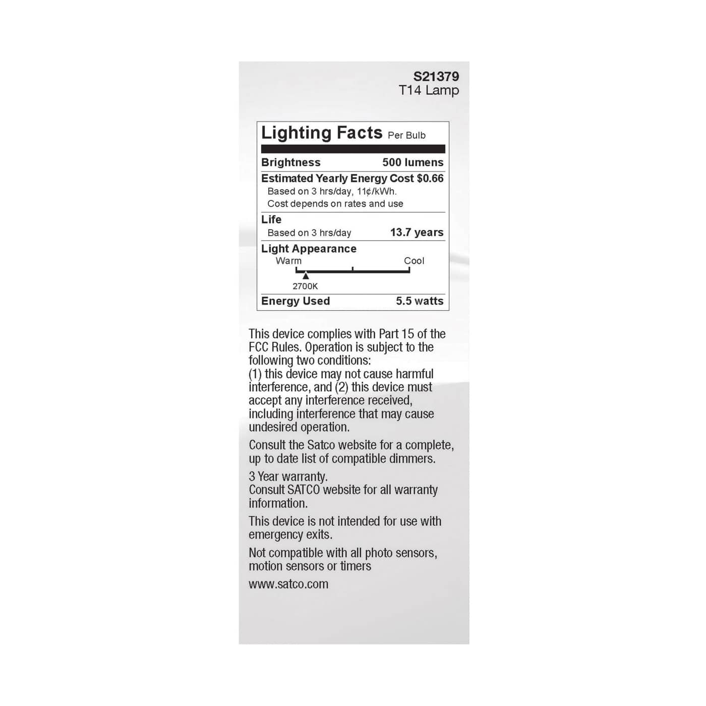 5.5T14/LED/CL/927/120V/E26 - S21379