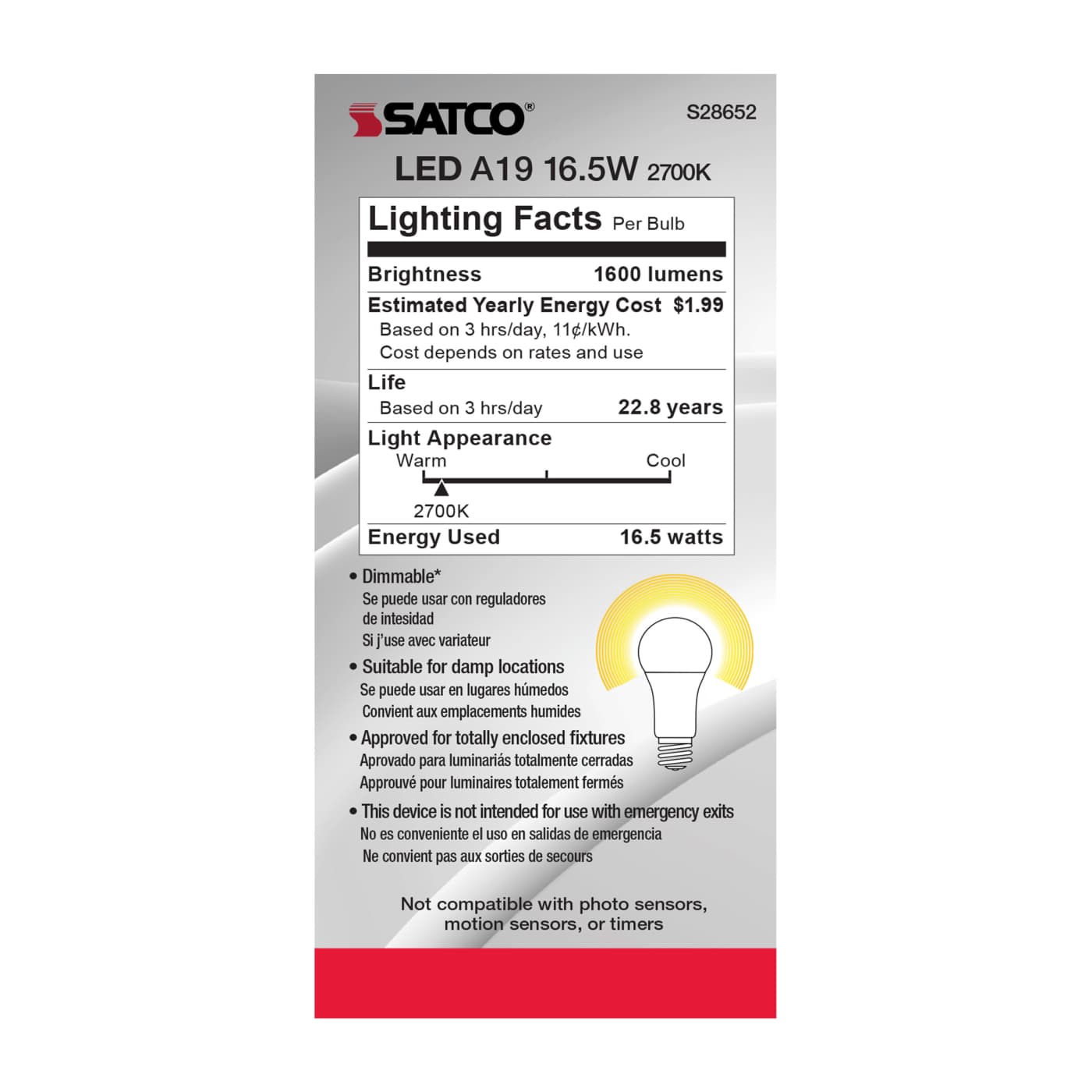16.5A19LED/927/120V - S28652