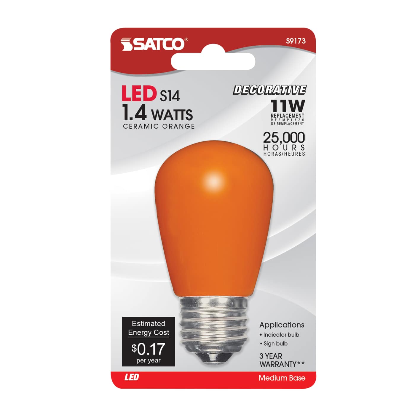 1.4W S14/OR/LED/120V/CD - S9173