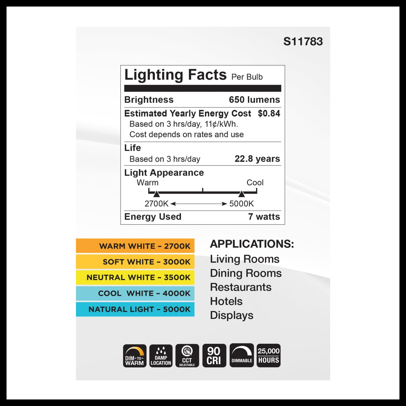 7BR30/LED/5CCT/WD/120V - S11783
