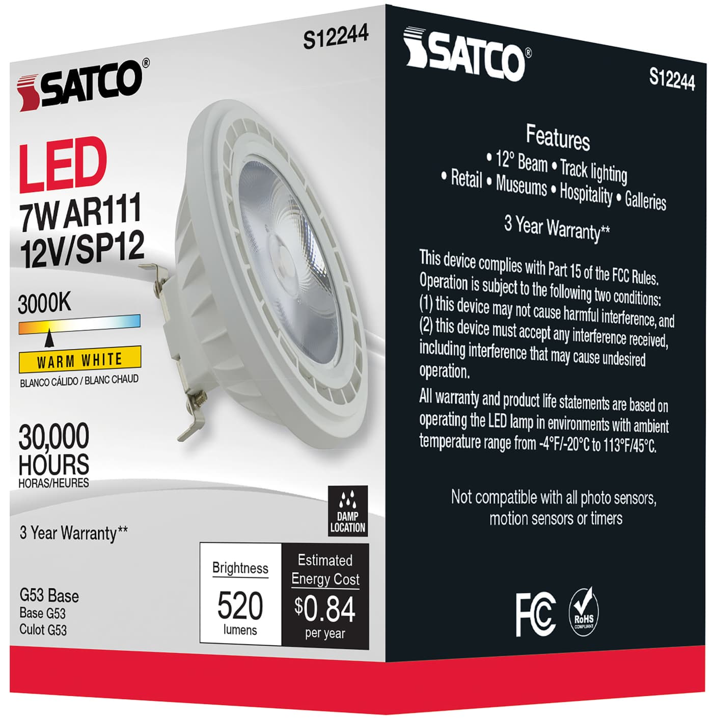 7AR111/LED/830/SP12/12V - S12244