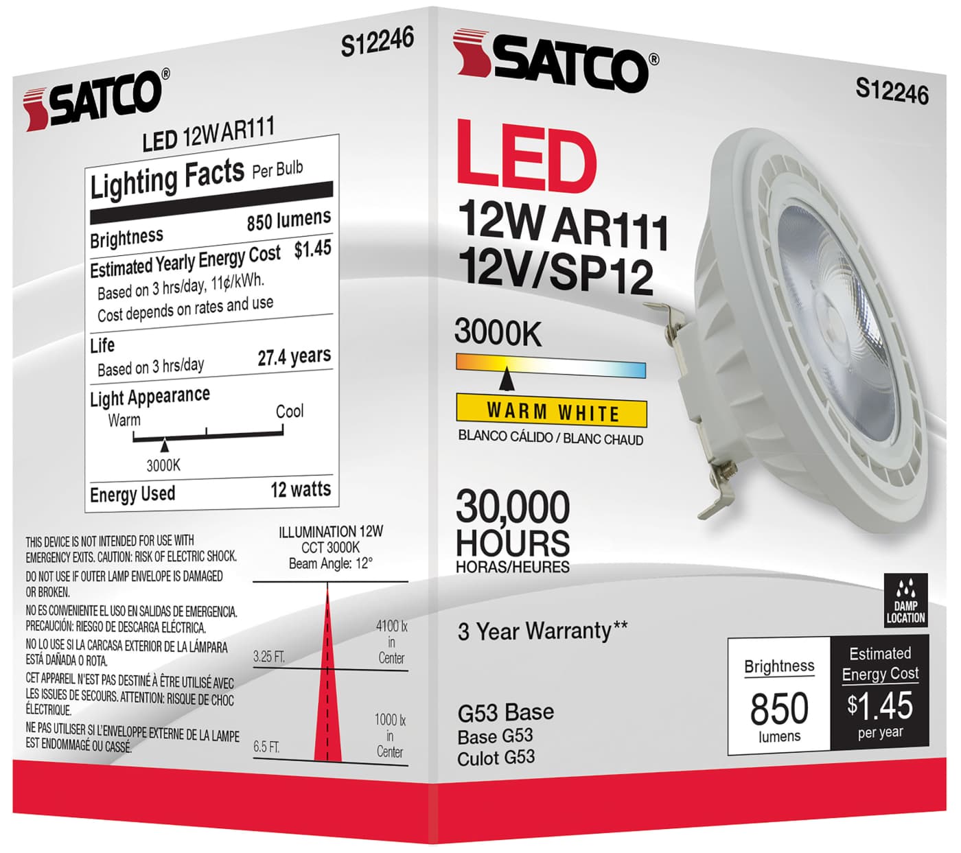 12AR111/LED/830/SP12/12V - S12246