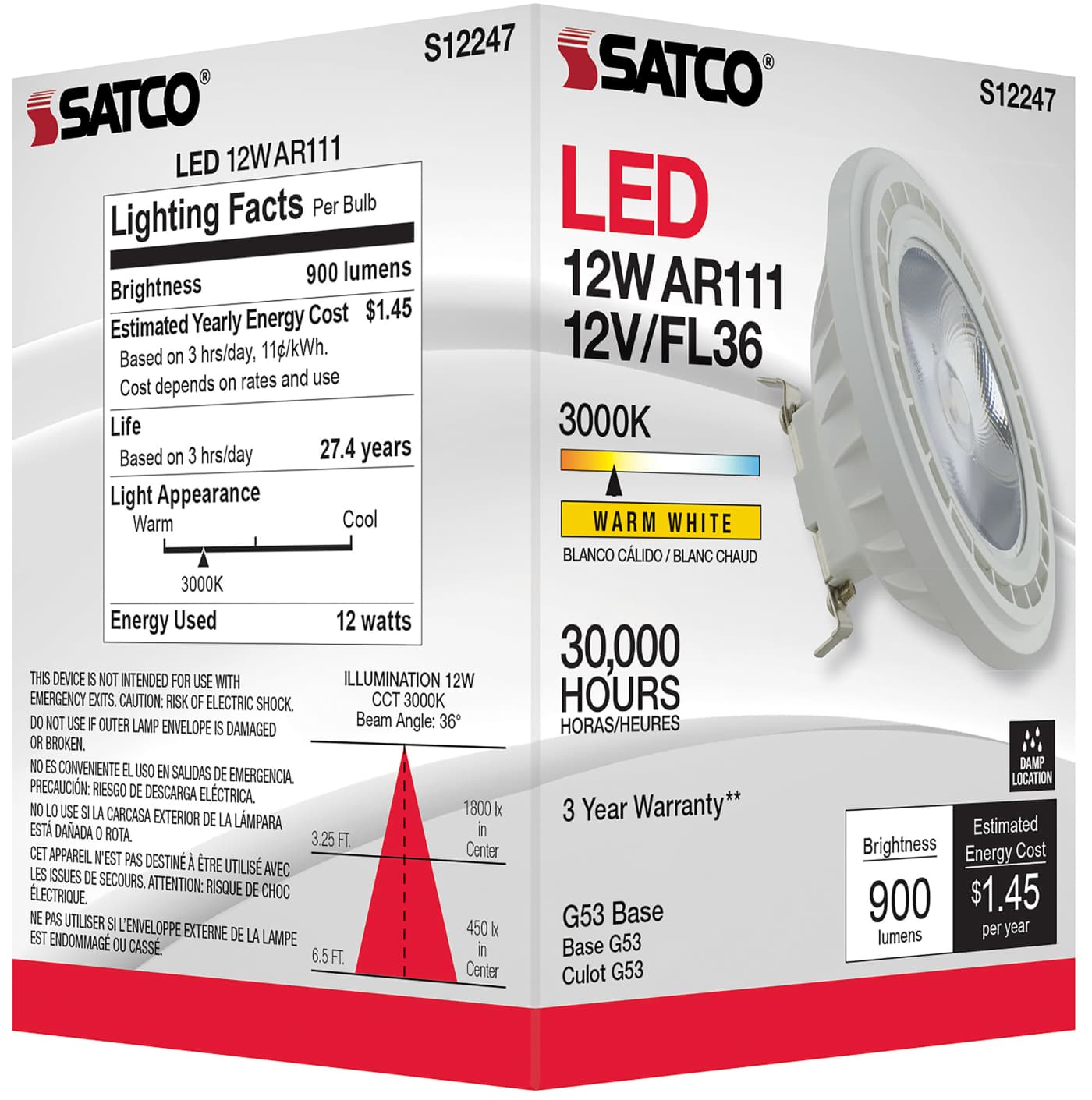 12AR111/LED/830/FL36/12V - S12247