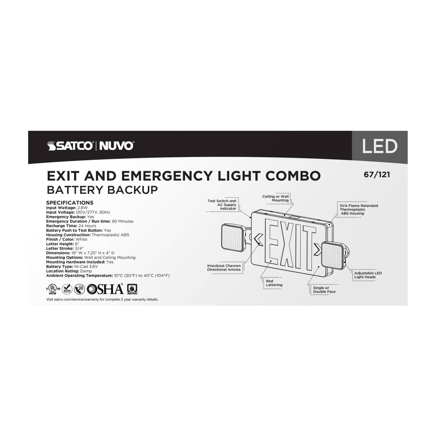 EXIT/LIGHT DH - RED - 67-121