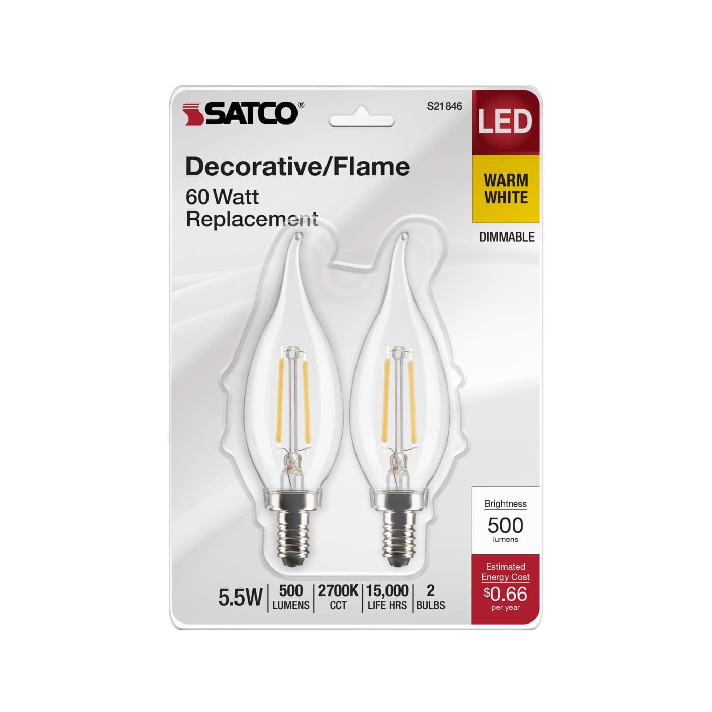 5.5CA10/LED/927/CL/120V/E12/2C - S21846