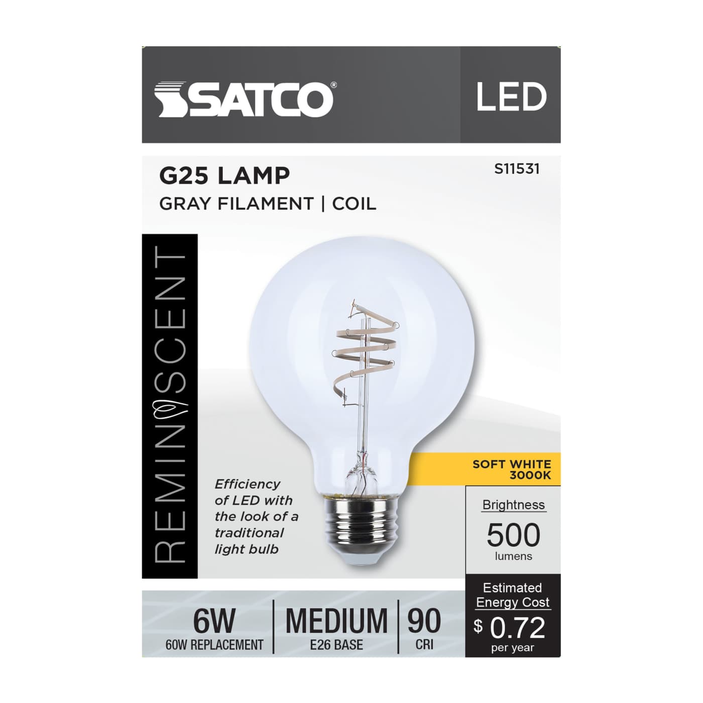 6G25/CL/LED-GF/COIL/930/E26 - S11531