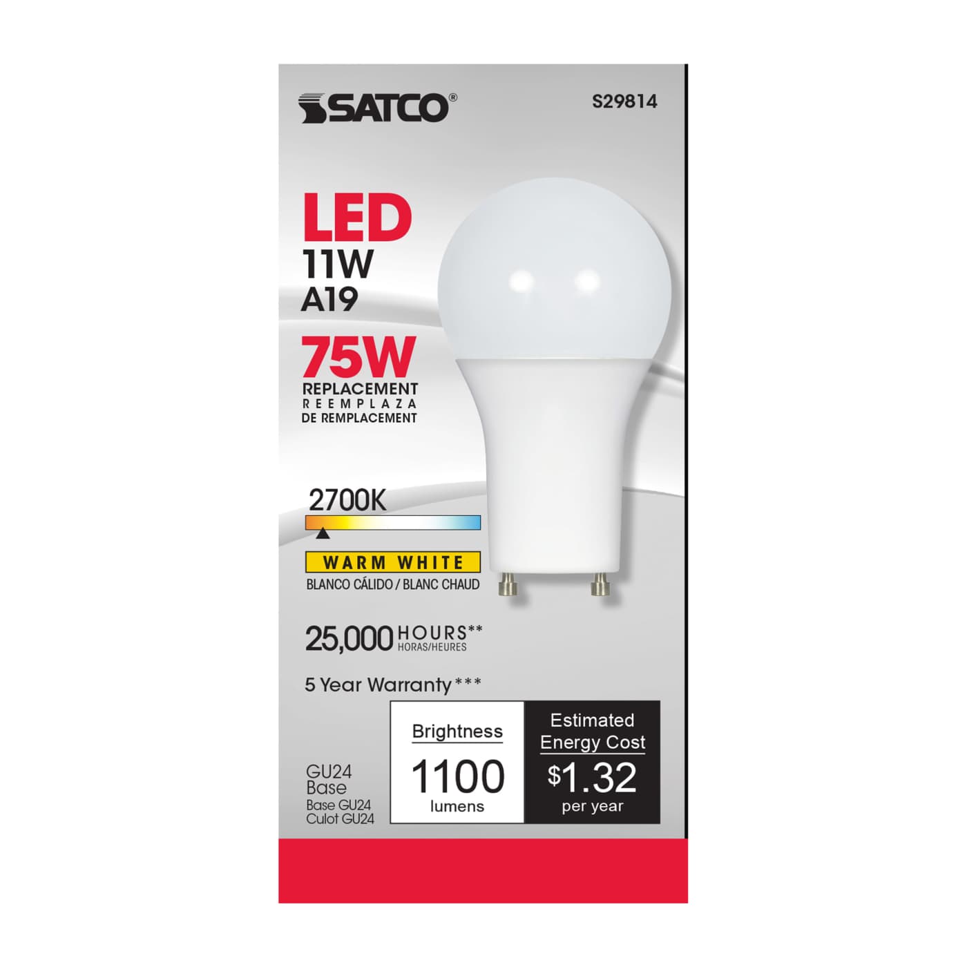 11A19/LED/2700K/120V/D/GU24 - S29814