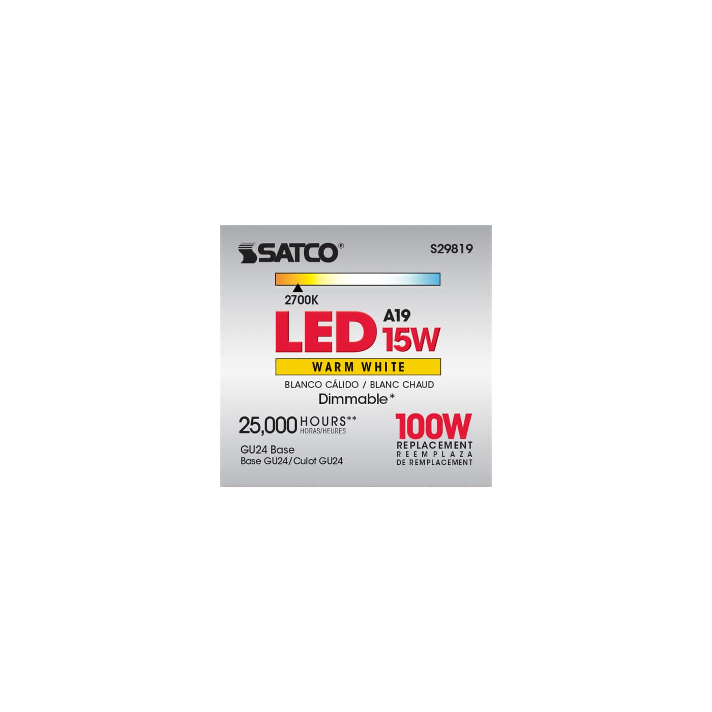 15A19/LED/27K/1600/120V/GU24 - S29819