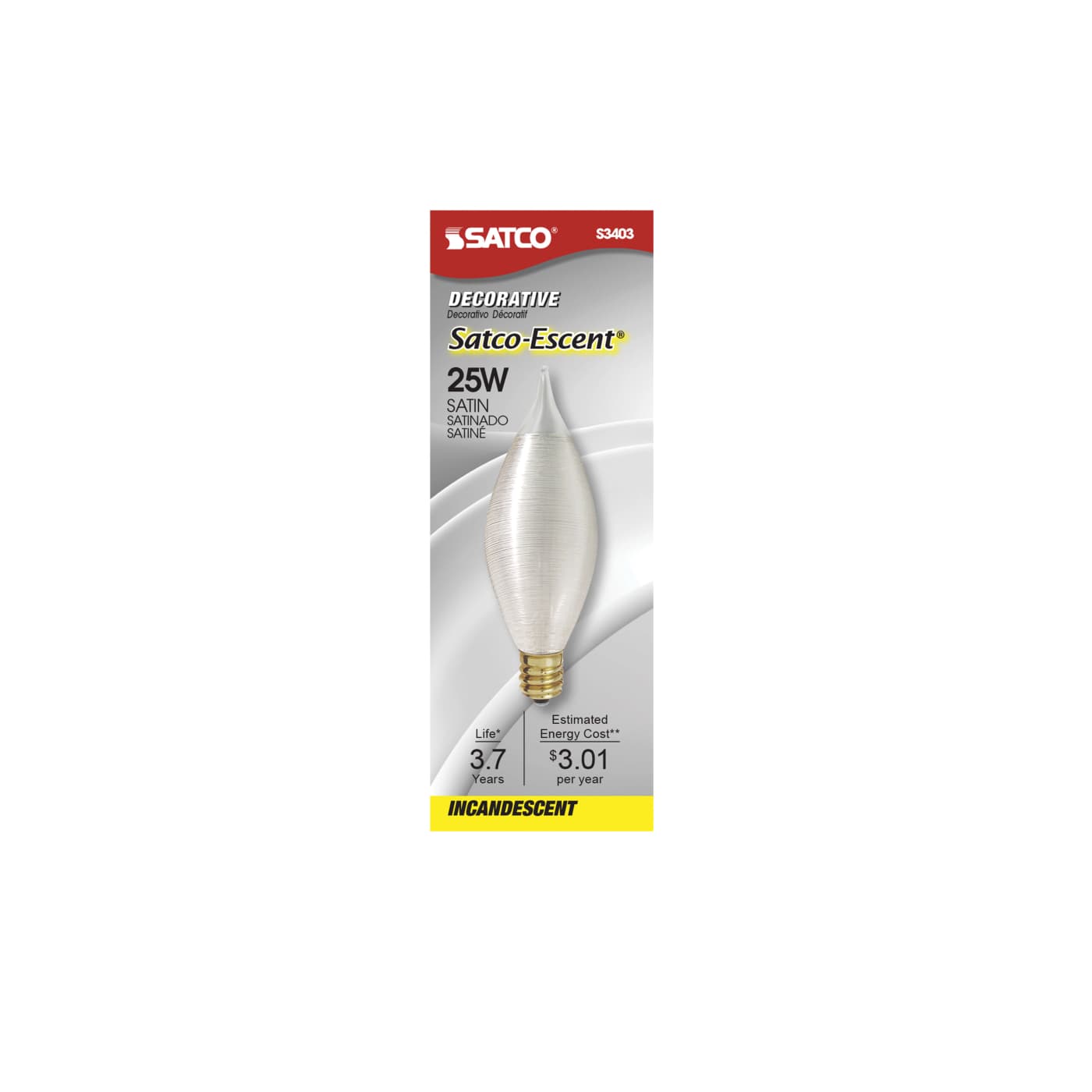 25W C11 SATCO-ESCENT SATIN CB - S3403