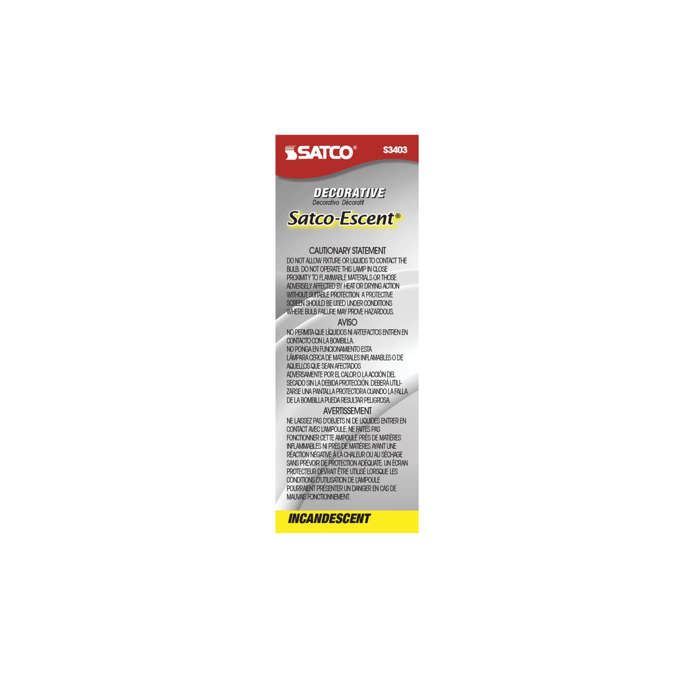 25W C11 SATCO-ESCENT SATIN CB - S3403