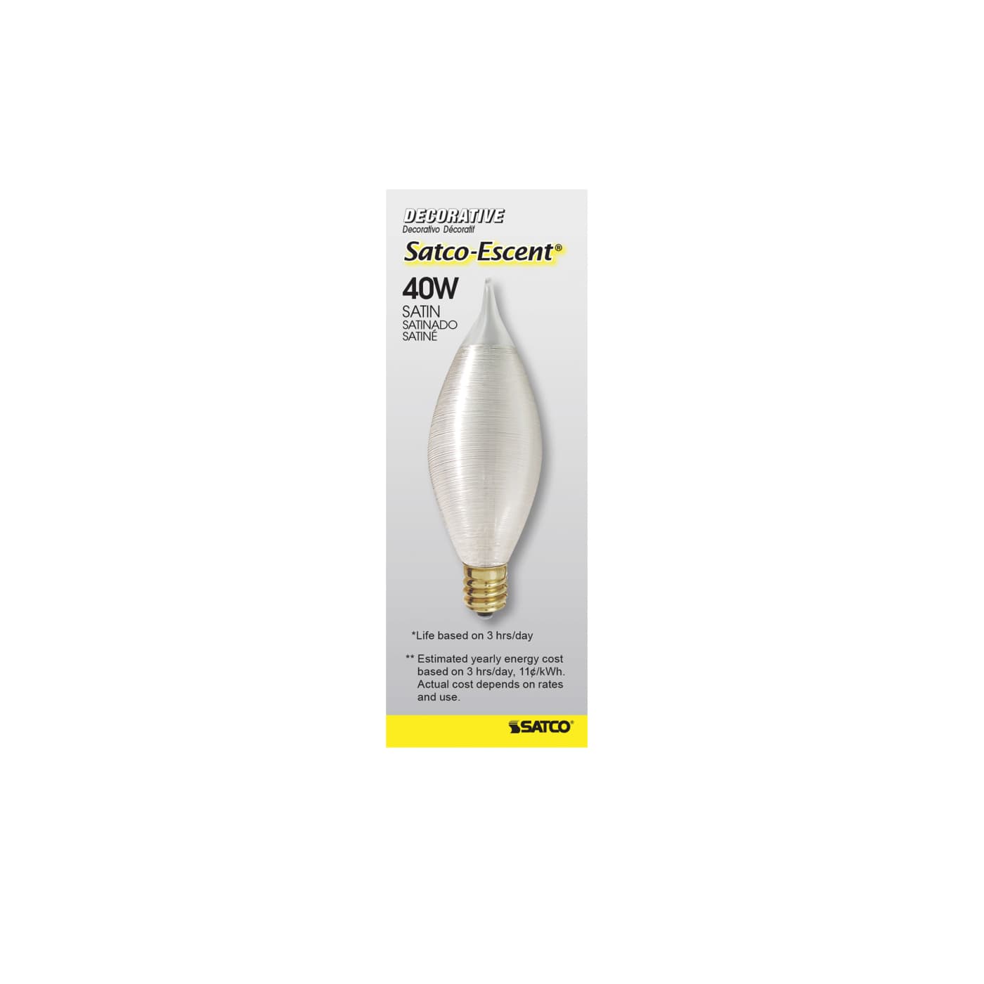 40W C11 SATCO-ESCENT SATIN CB - S3404