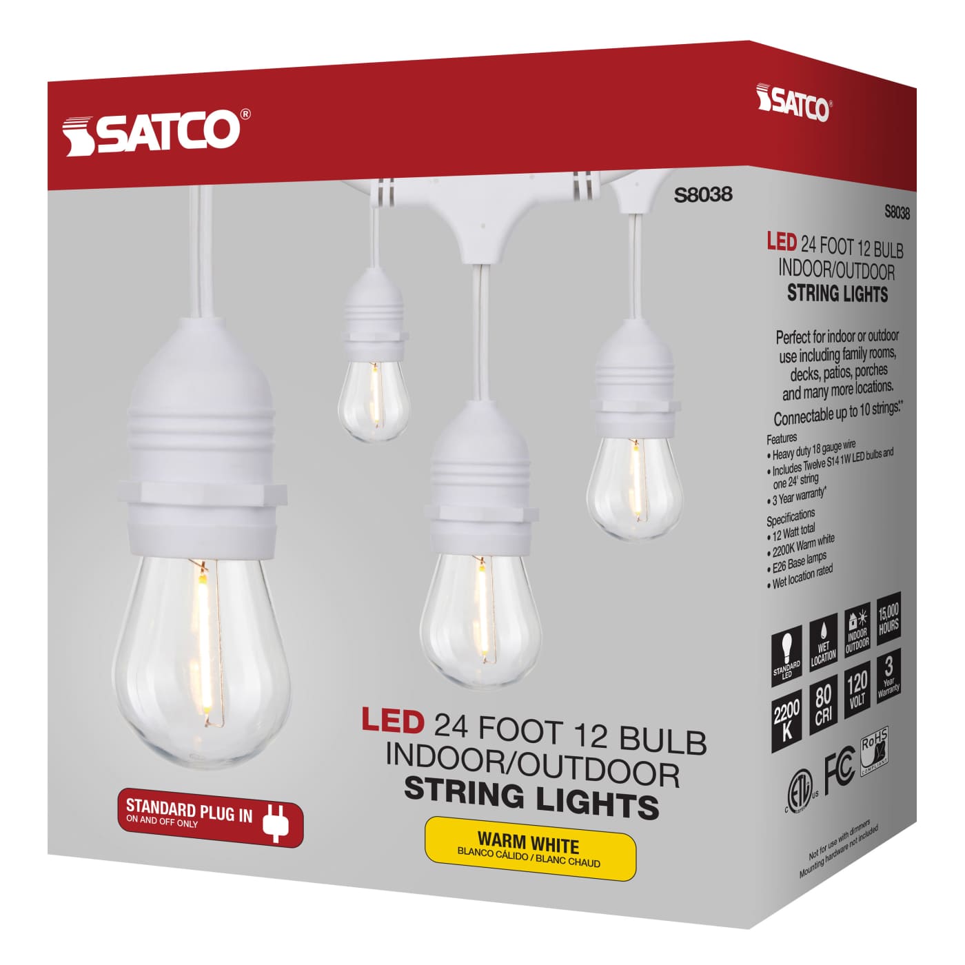 24FT/LED/SL/S14/822K/WH/120V - S8038