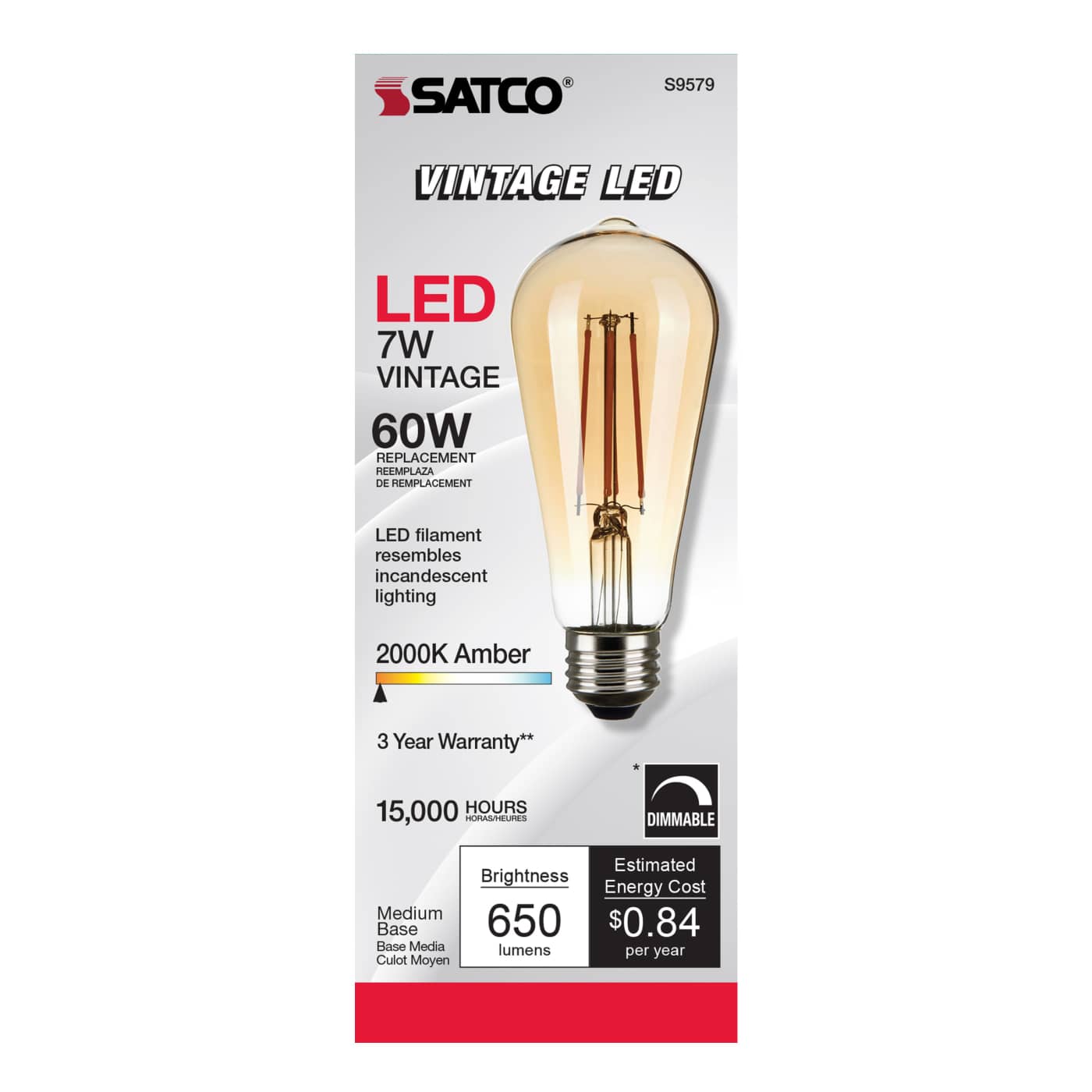 7ST19/AMB/LED/E26/20K/120V - S9579