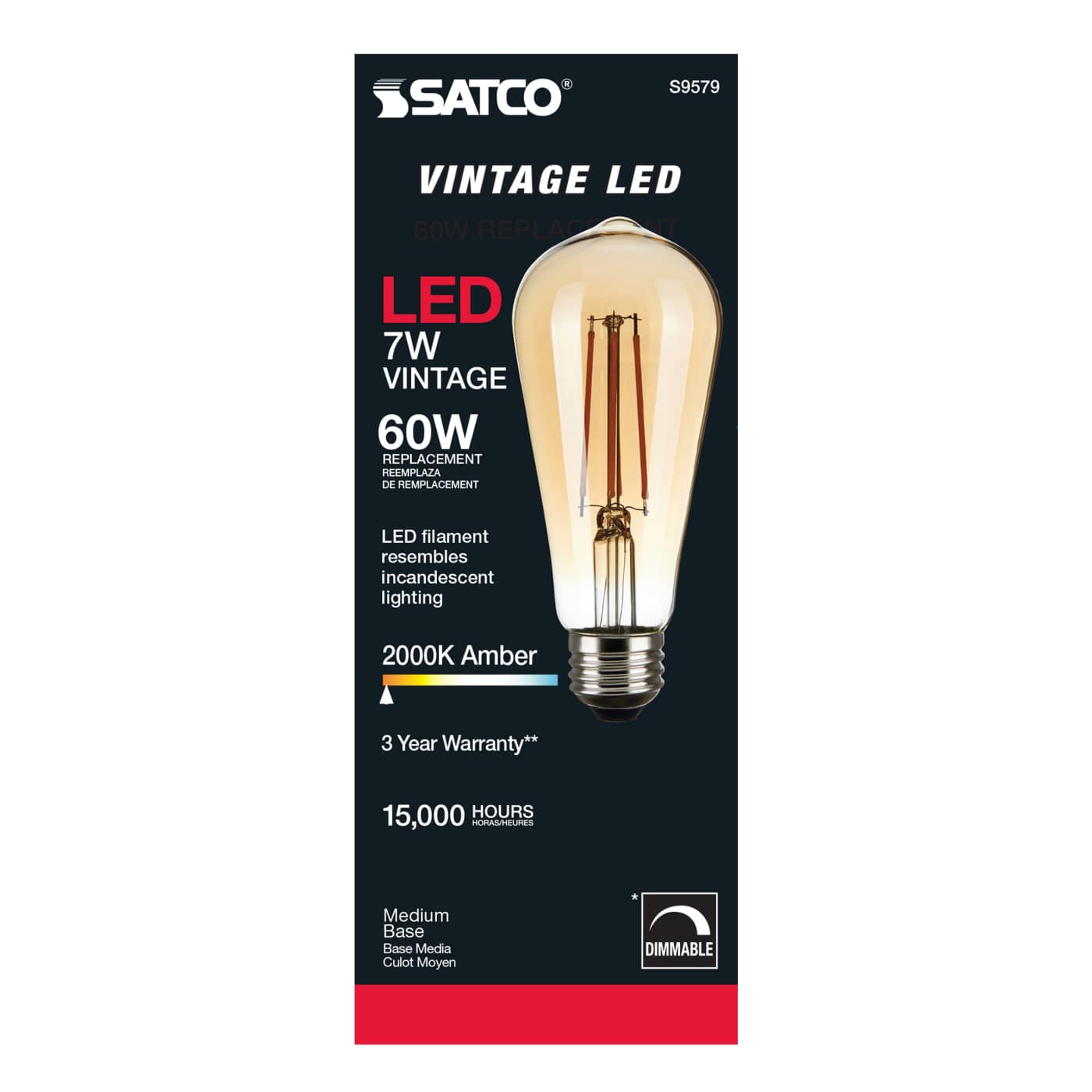 7ST19/AMB/LED/E26/20K/120V - S9579