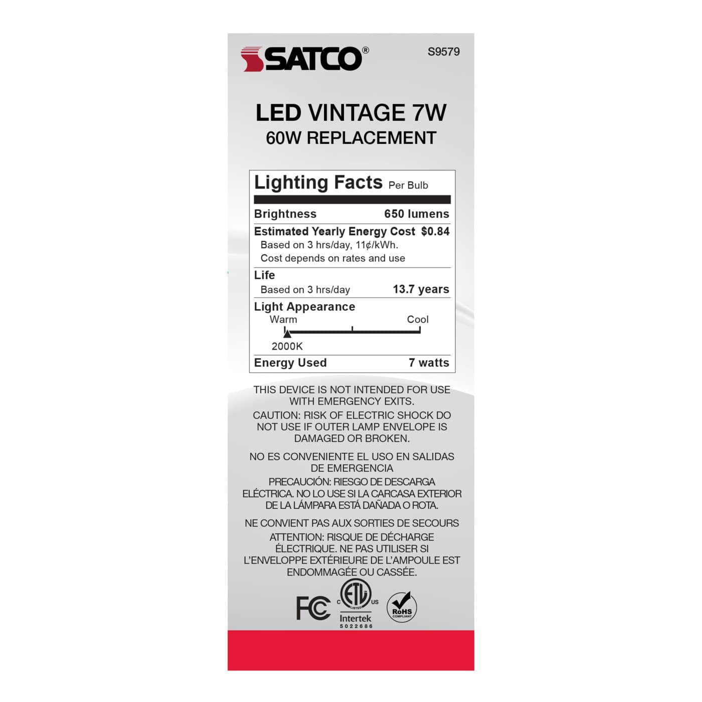 7ST19/AMB/LED/E26/20K/120V - S9579