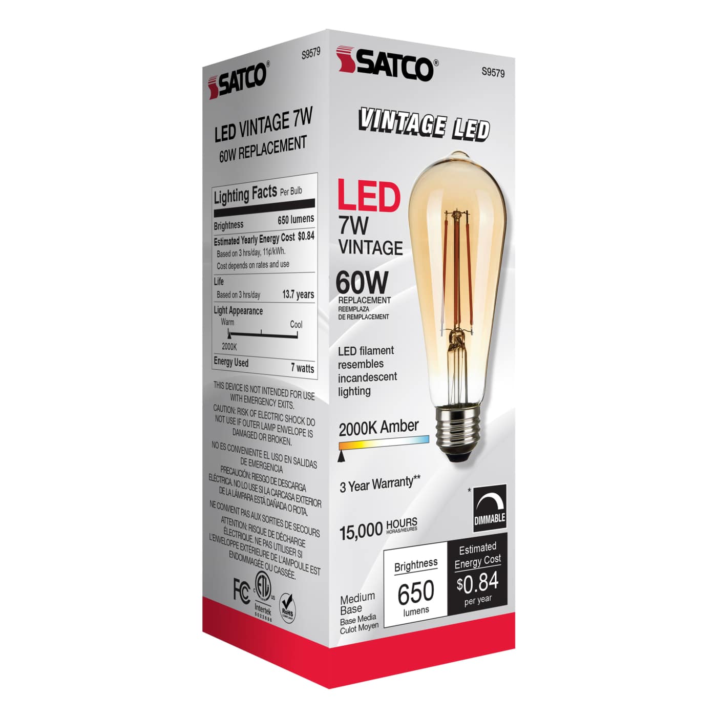 7ST19/AMB/LED/E26/20K/120V - S9579