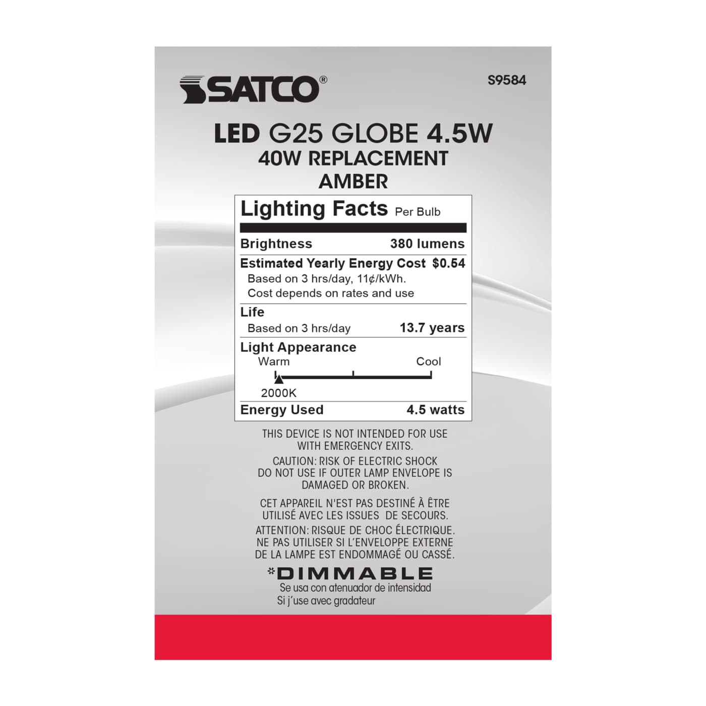 4.5G25/AMB/LED/E26/20K/120V - S9584