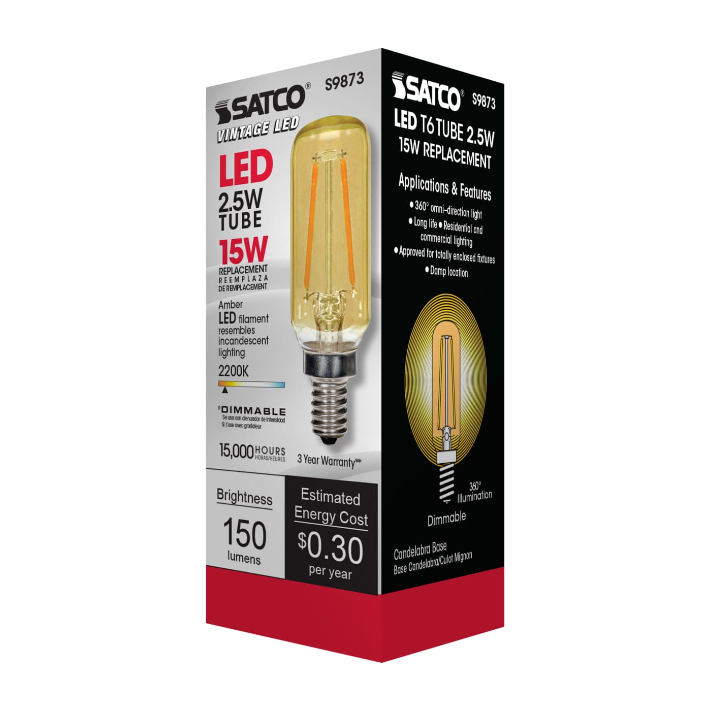 2.5T6/LED/AMB/20K/E12/120V - S9873