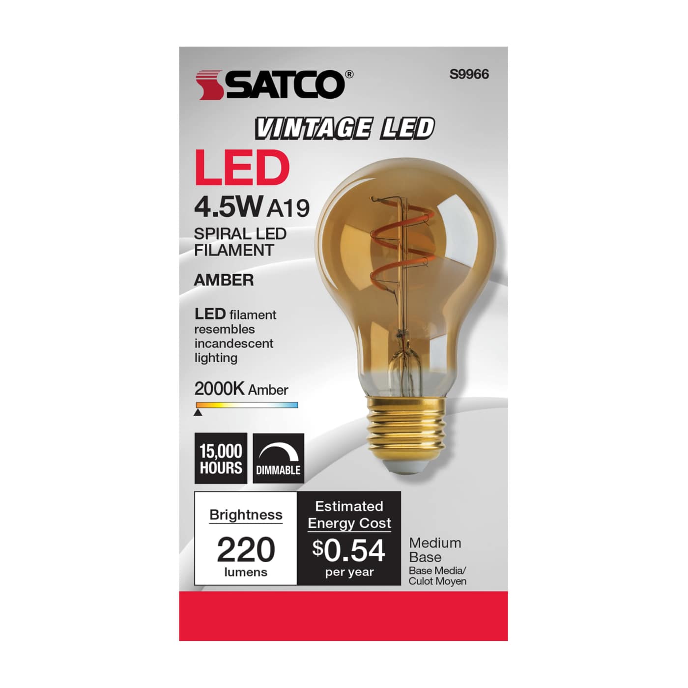 4.5A19/SPIRAL/LED/AMB/120V - S9966