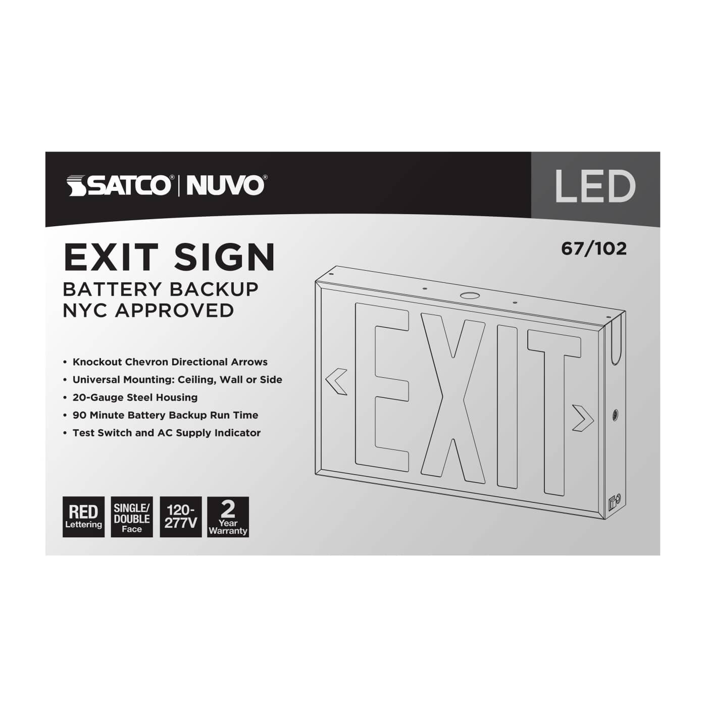 EXIT SIGN - RED - NYC - 67-102