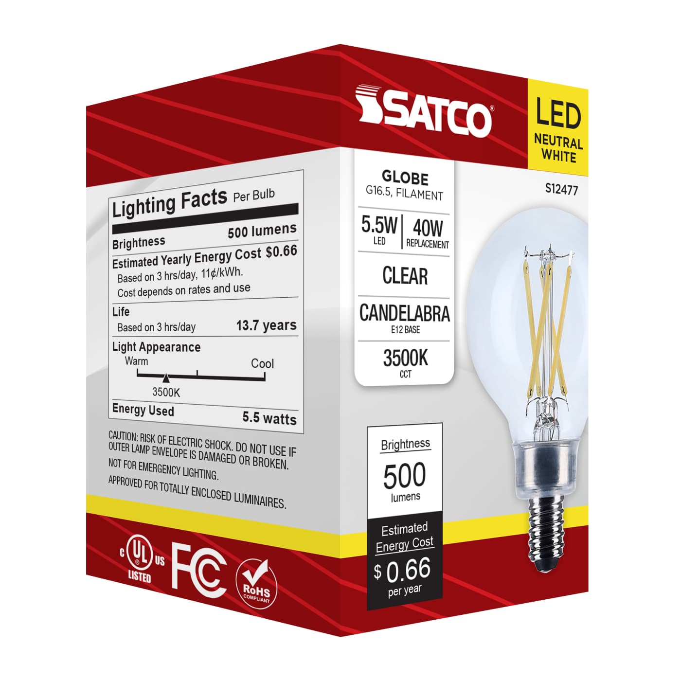 5.5G16.5/LED/CL/935/120V/E12 - S12477
