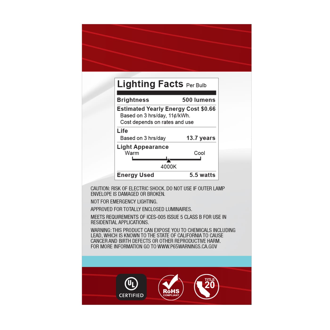 5.5G16.5/LED/CL/940/120V/E12 - S21211