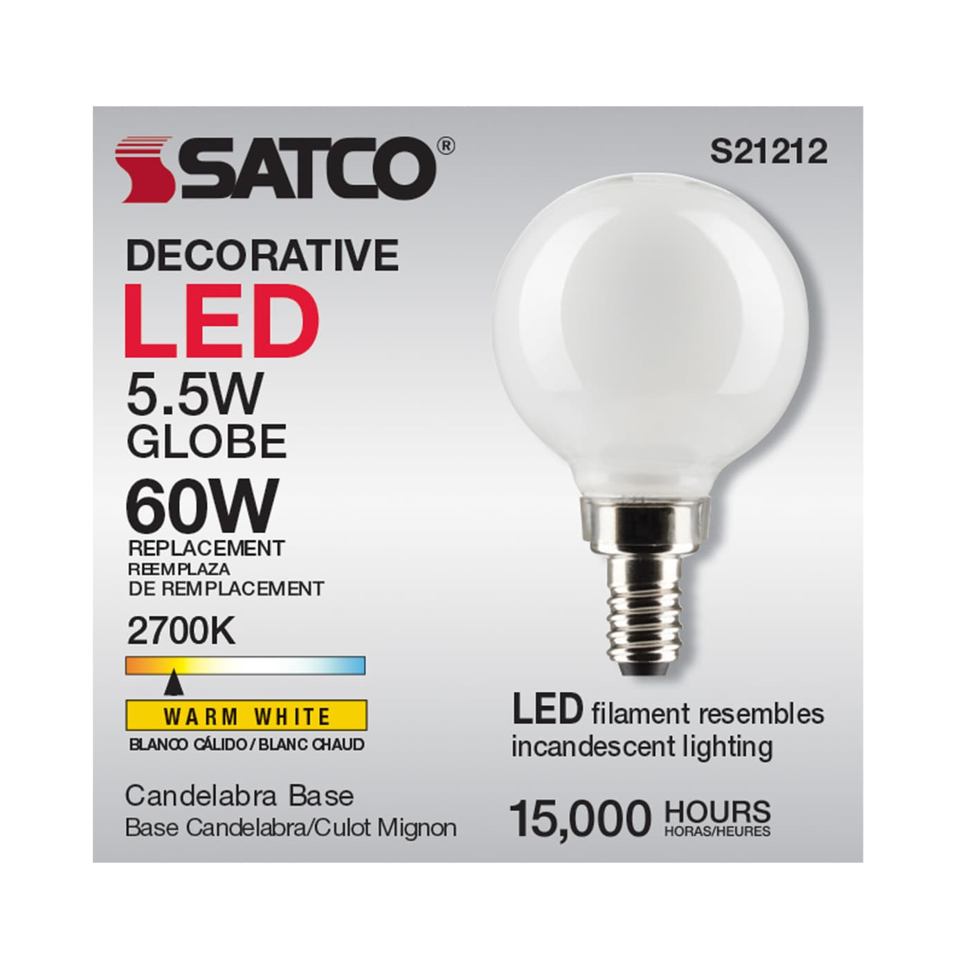 5.5G16.5/LED/WH/927/120V/E12 - S21212