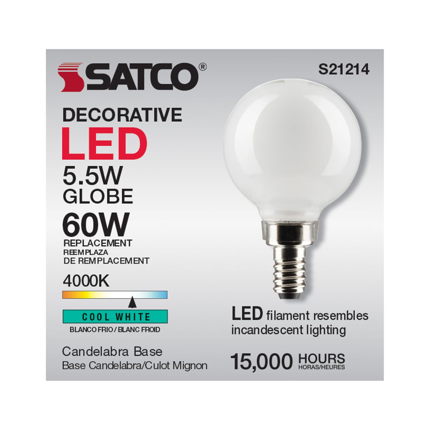 5.5G16.5/LED/WH/940/120V/E12 - S21214