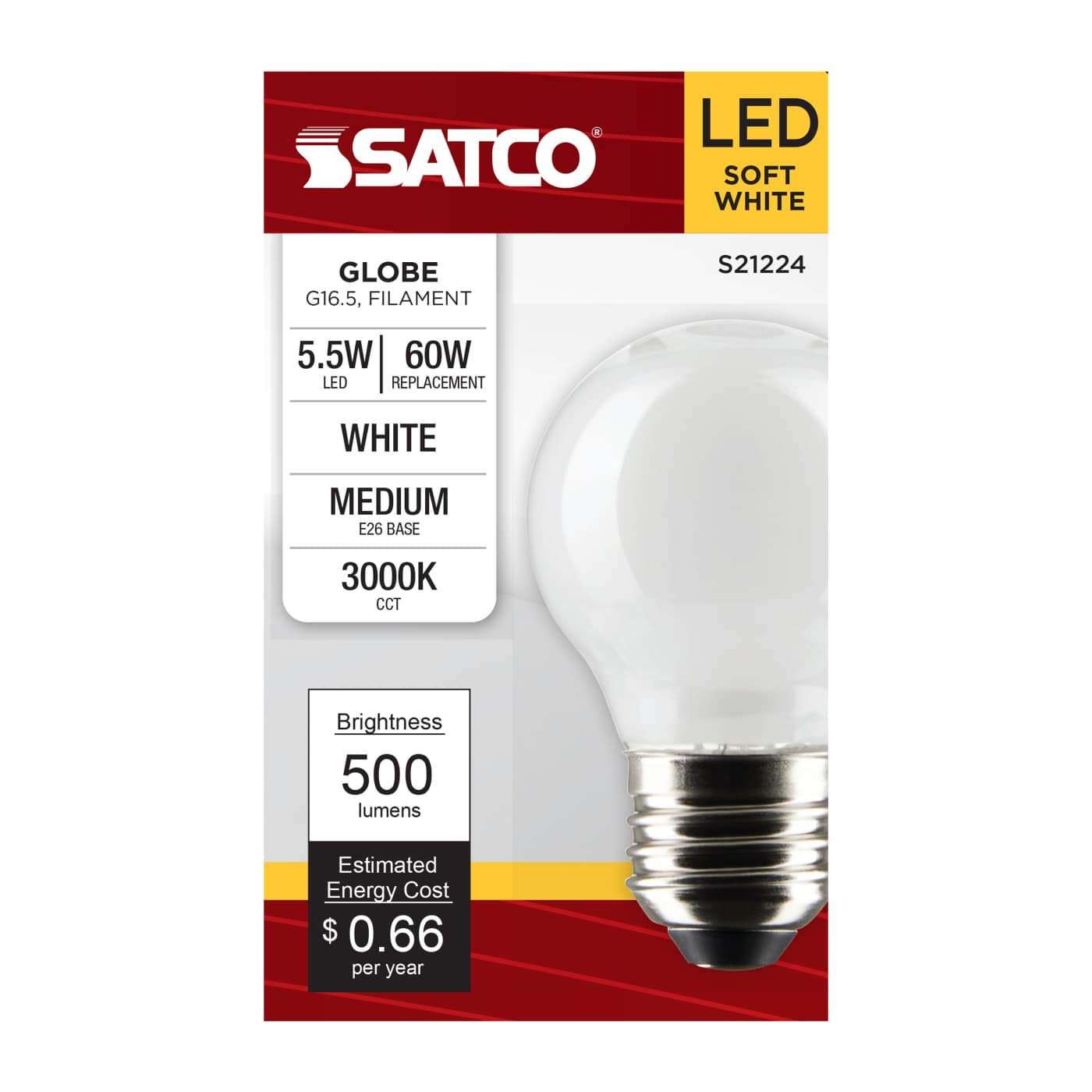 5.5G16.5/LED/WH/930/120V/E26 - S21224