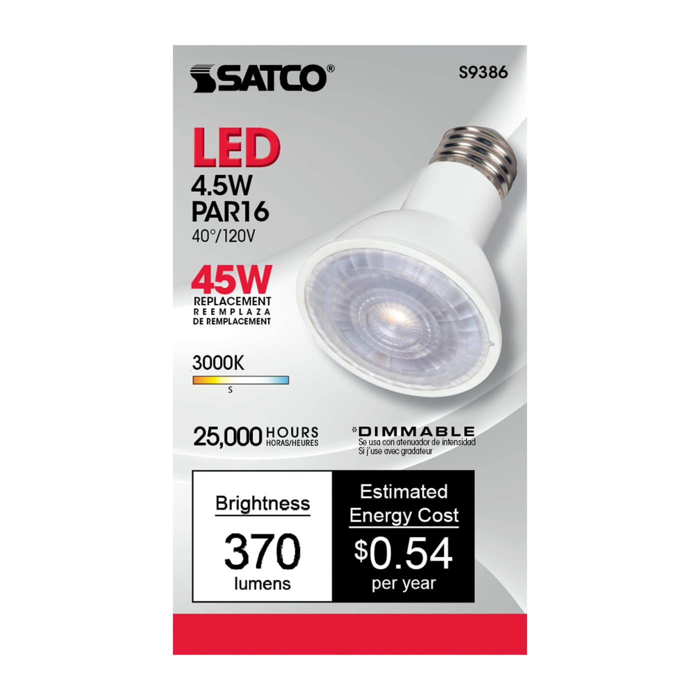 4.5PAR16/LED/40'/3000K/120V - S9386
