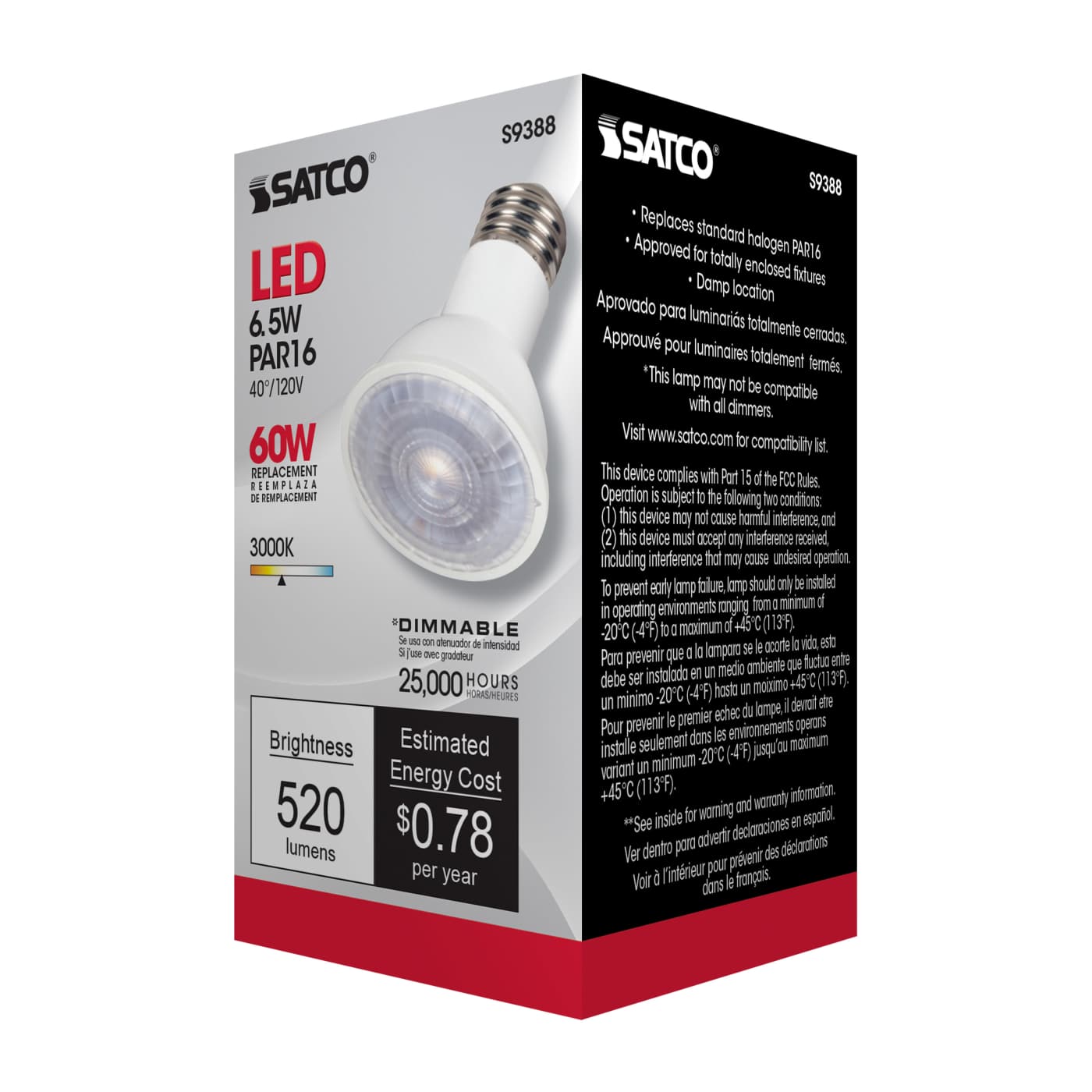 6.5PAR16/LED/40'/3000K/120V - S9388