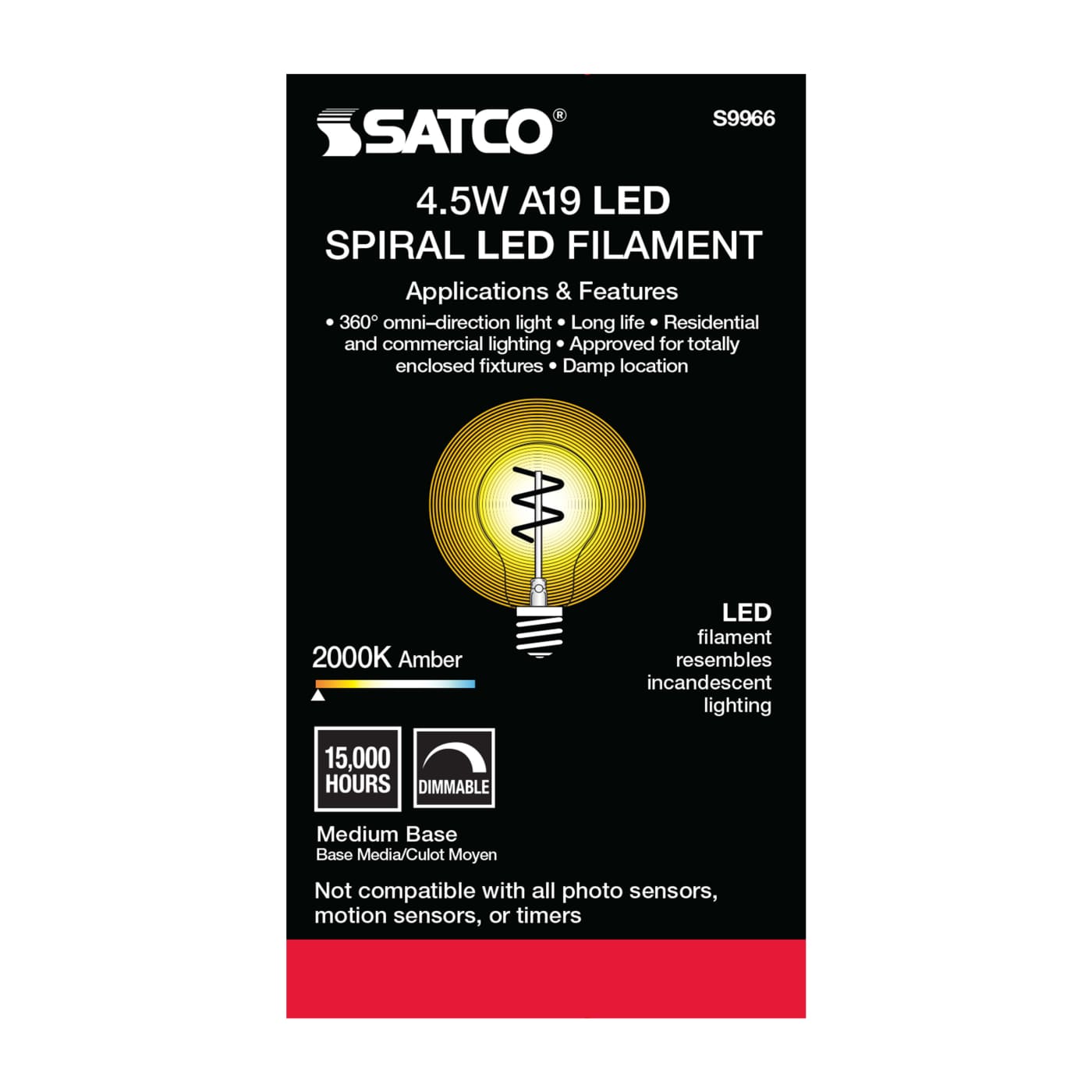 4.5A19/SPIRAL/LED/AMB/120V - S9966