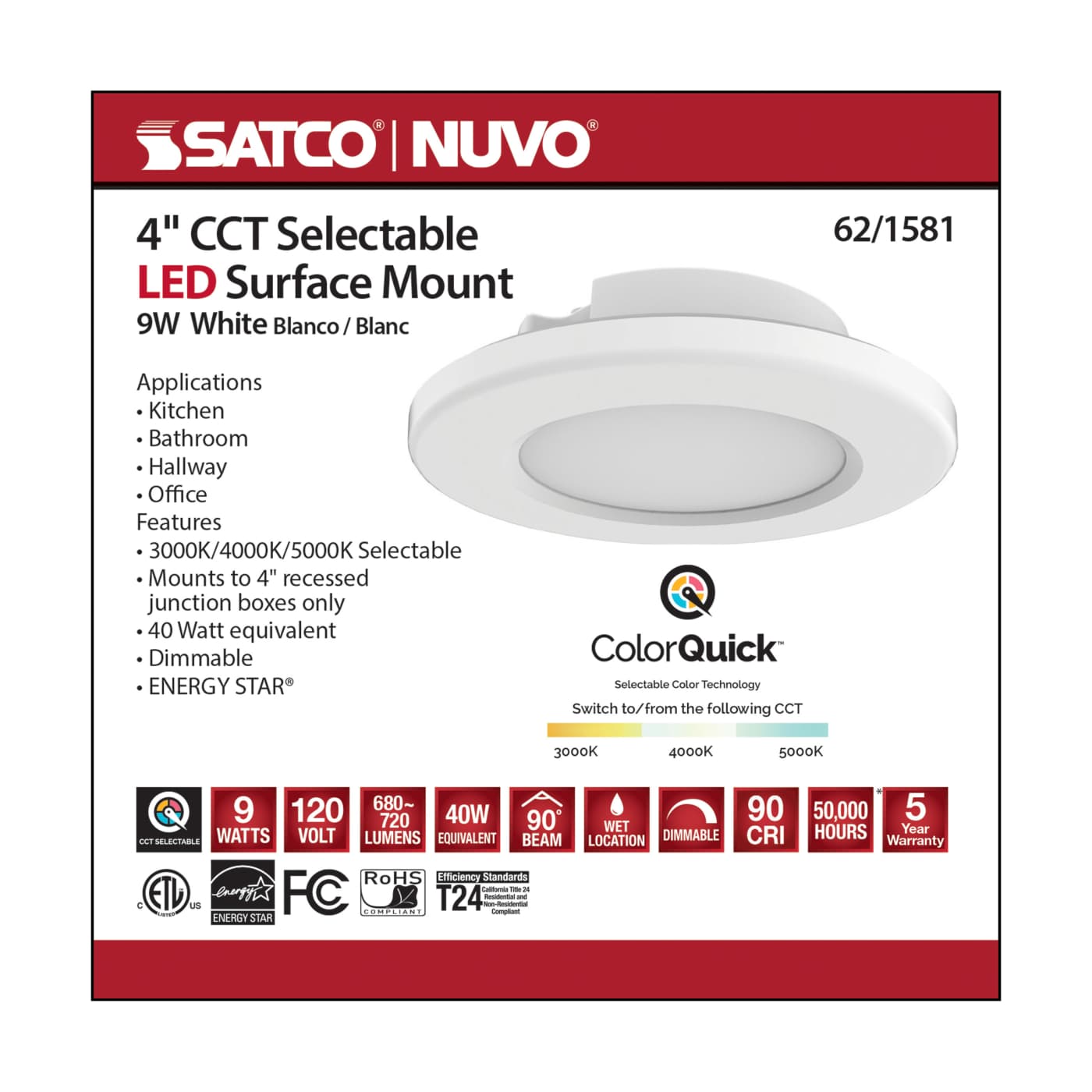 4" LED SURFACE MOUNT - WHITE - 62-1581