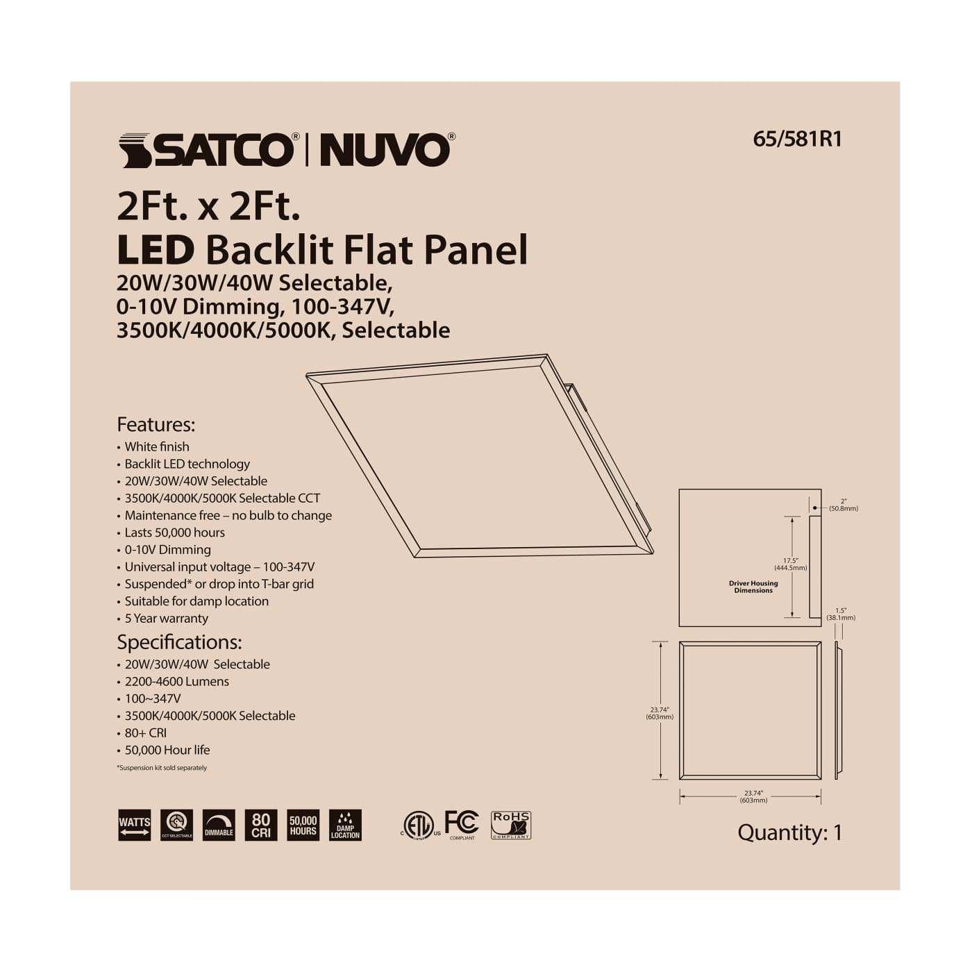 2X2 LED BACKLIT FLAT PANEL - 65-581R1