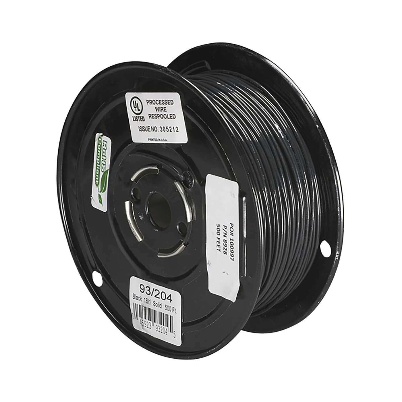 BLACK 18/1 SOLID TFN 500' - 93-204