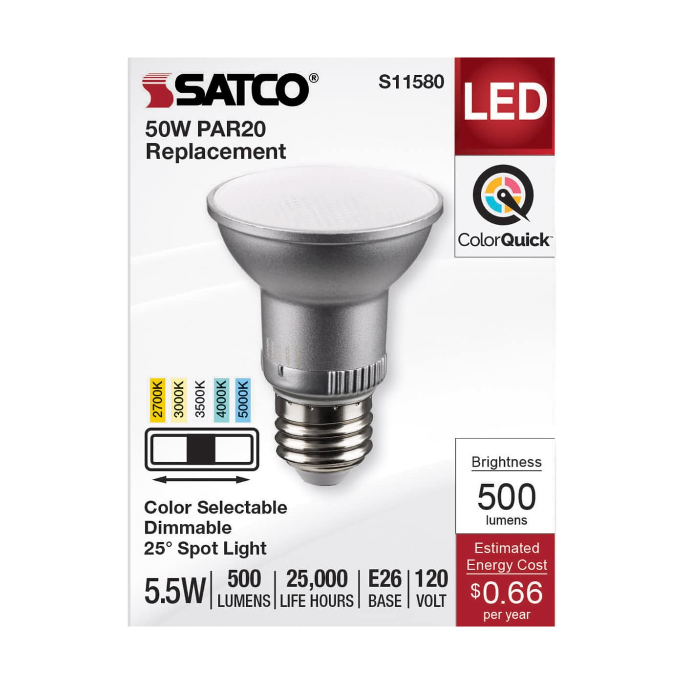 5.5PAR20/LED/5CCT/SP/120V - S11580