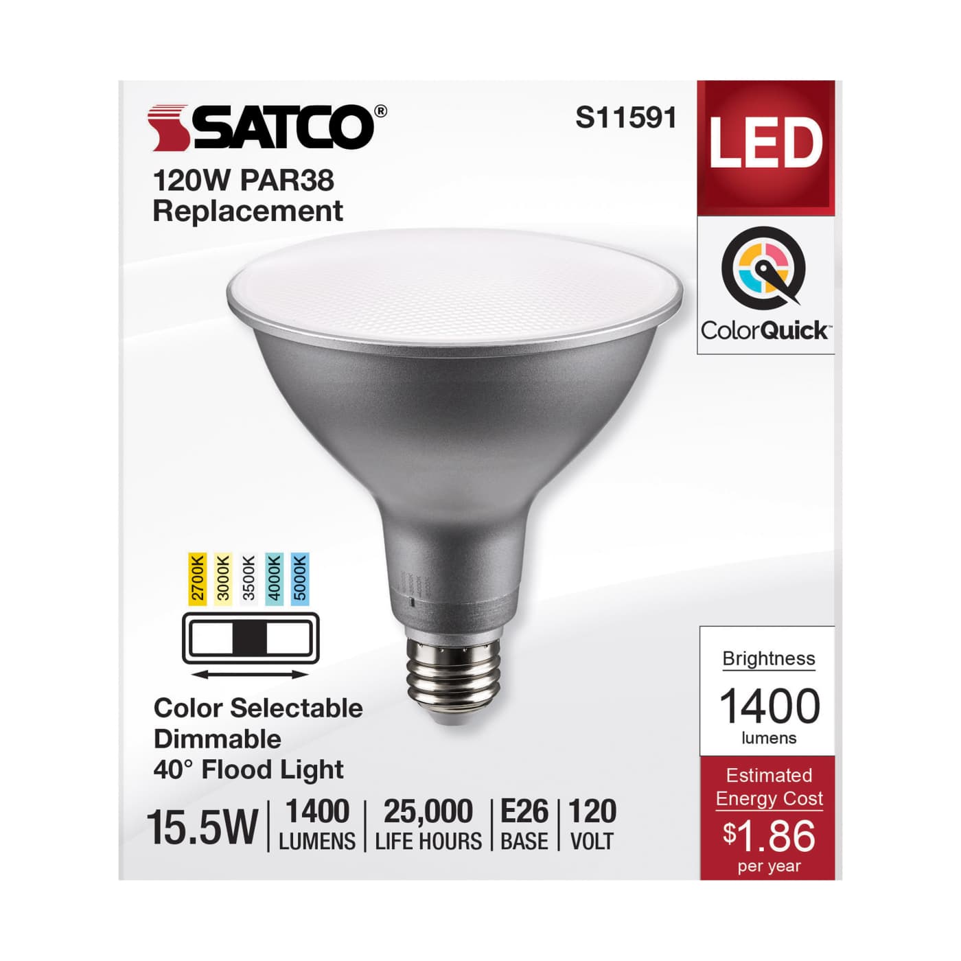15.5PAR38/LED/5CCT/FL/120V - S11591