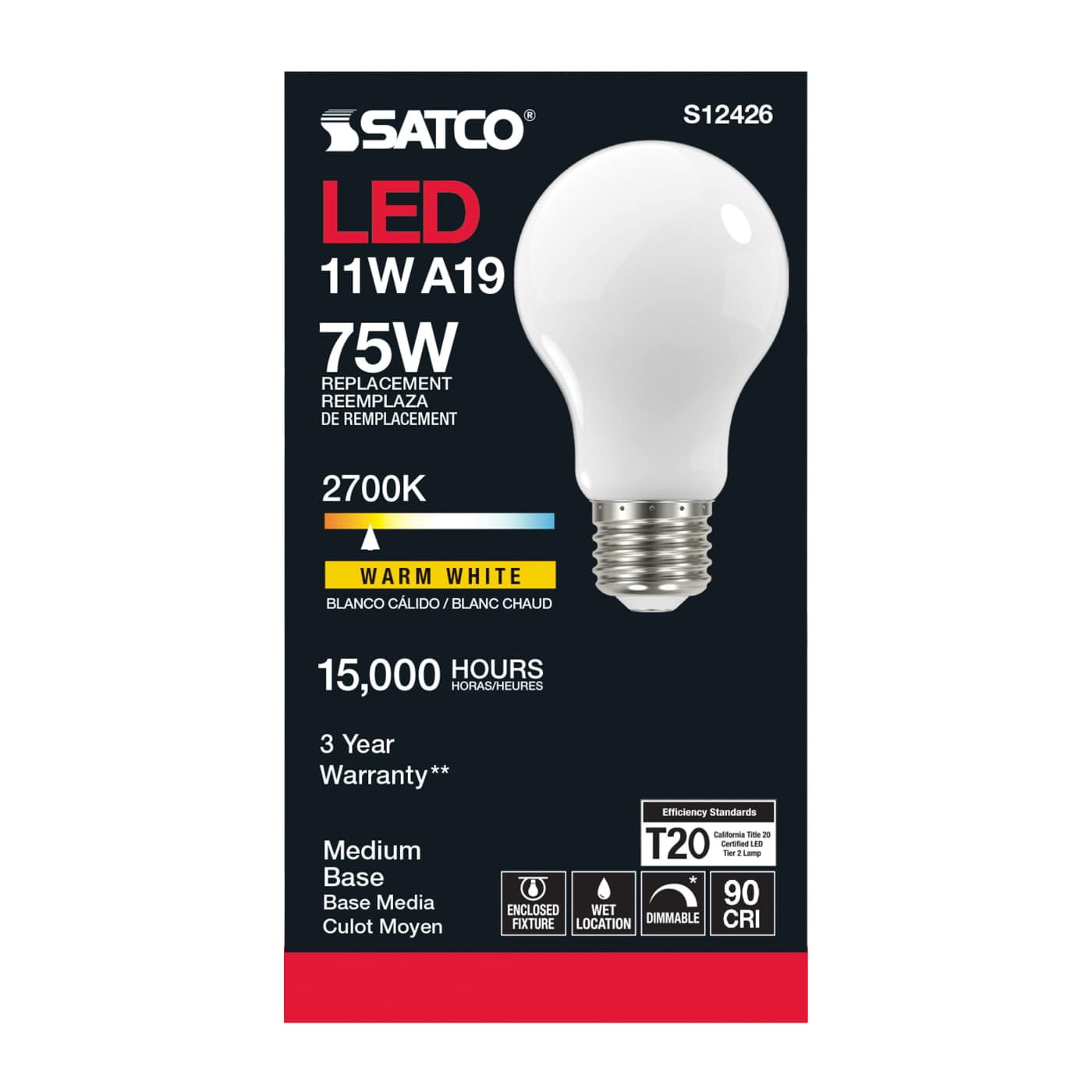 11A19/SW/LED/E26/927/120V - S12426