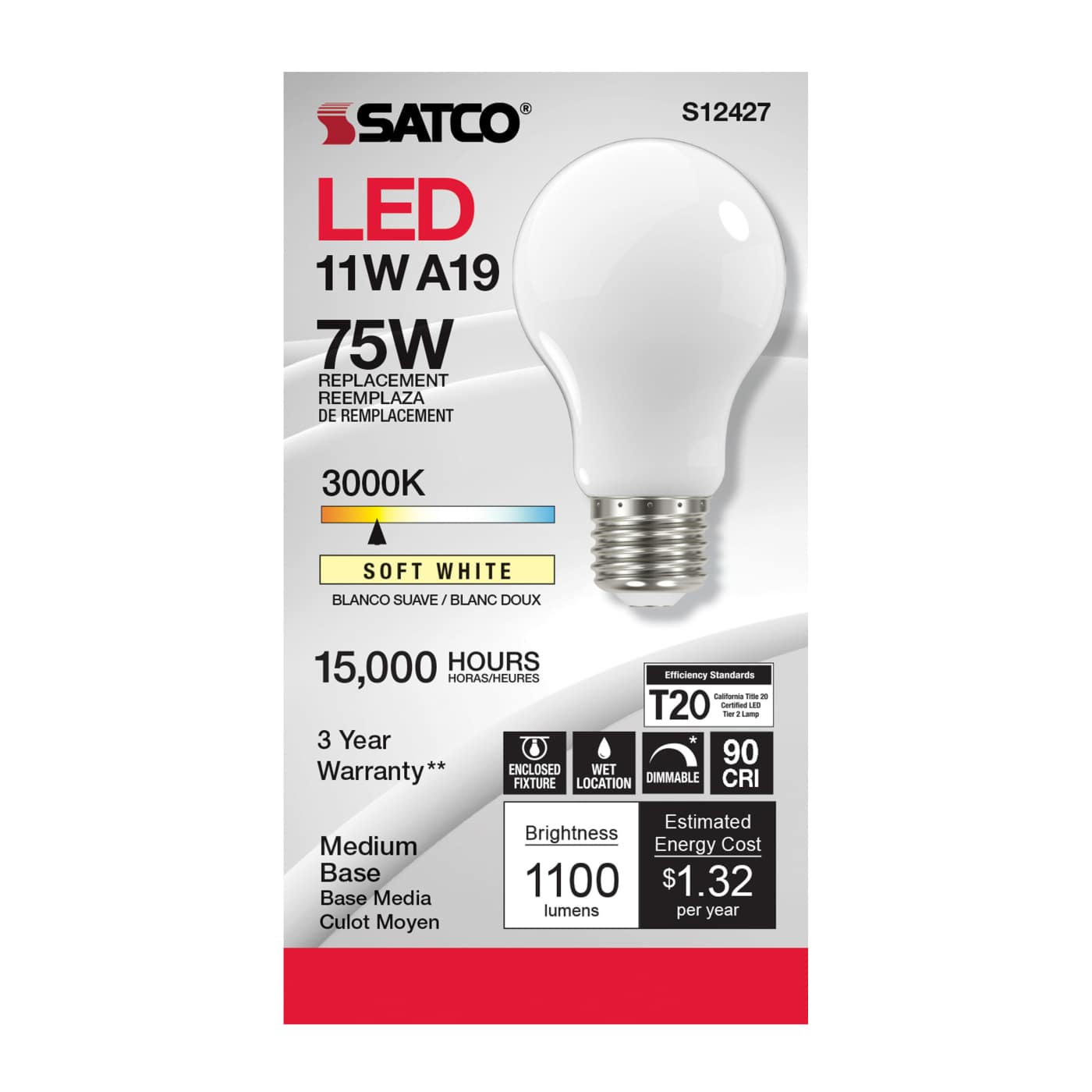 11A19/SW/LED/E26/930/120V - S12427