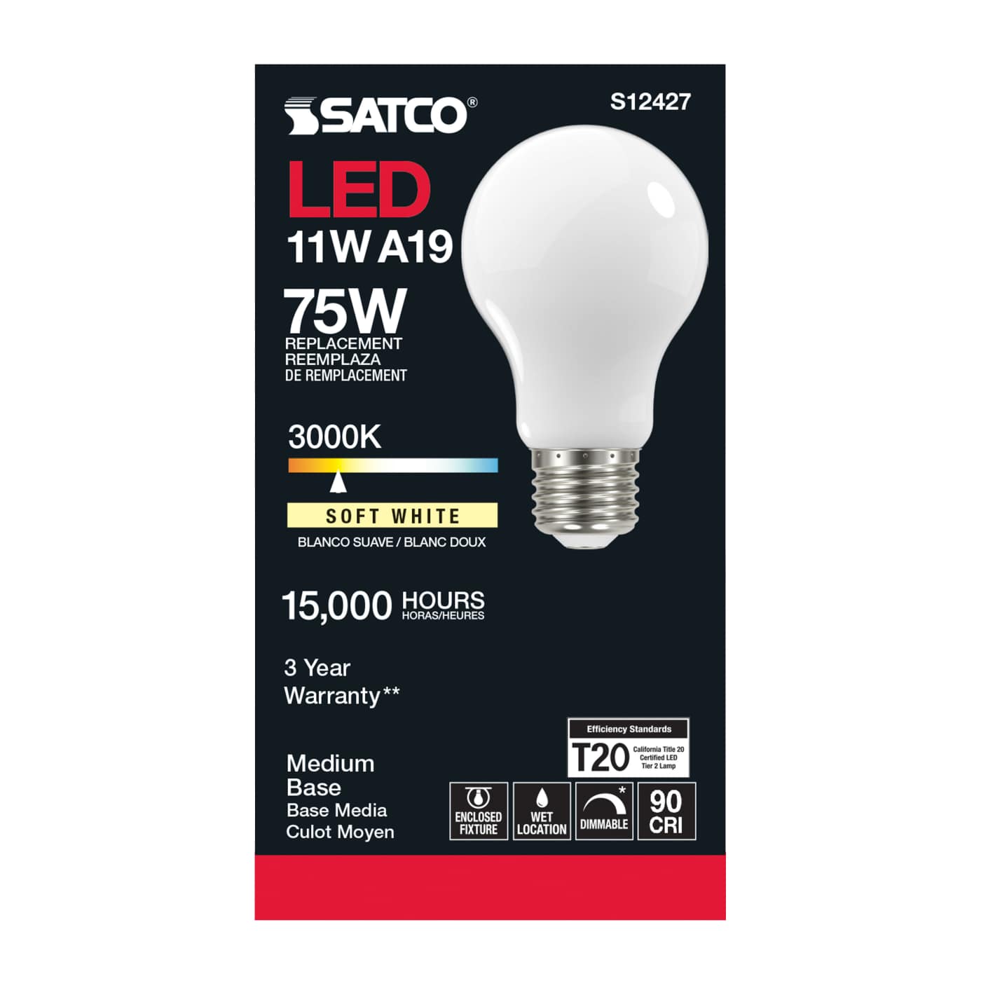 11A19/SW/LED/E26/930/120V - S12427