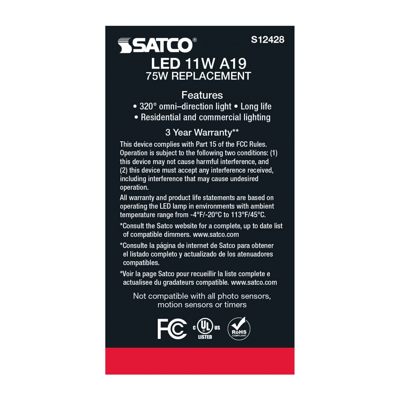 11A19/SW/LED/E26/940/120V - S12428