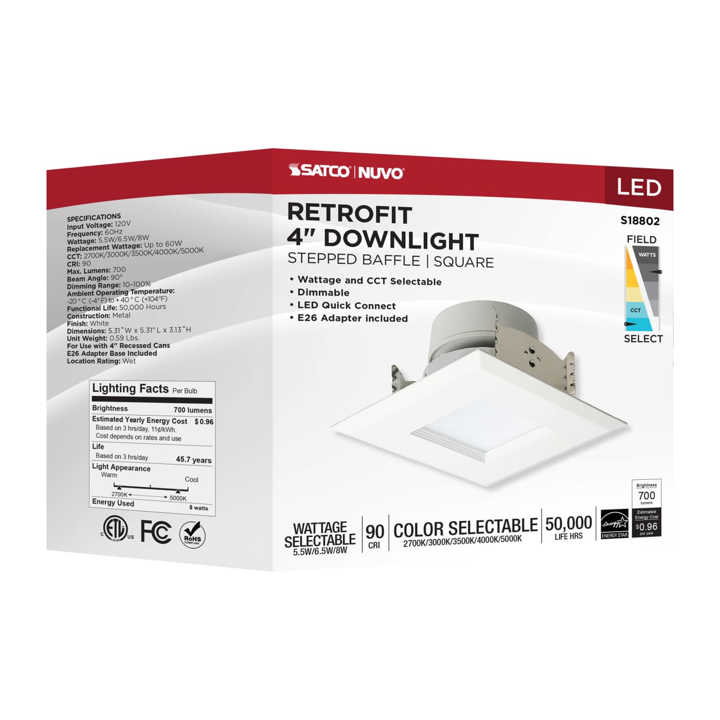 8LED/RDL/4/WS/5CCT/SQ - S18802