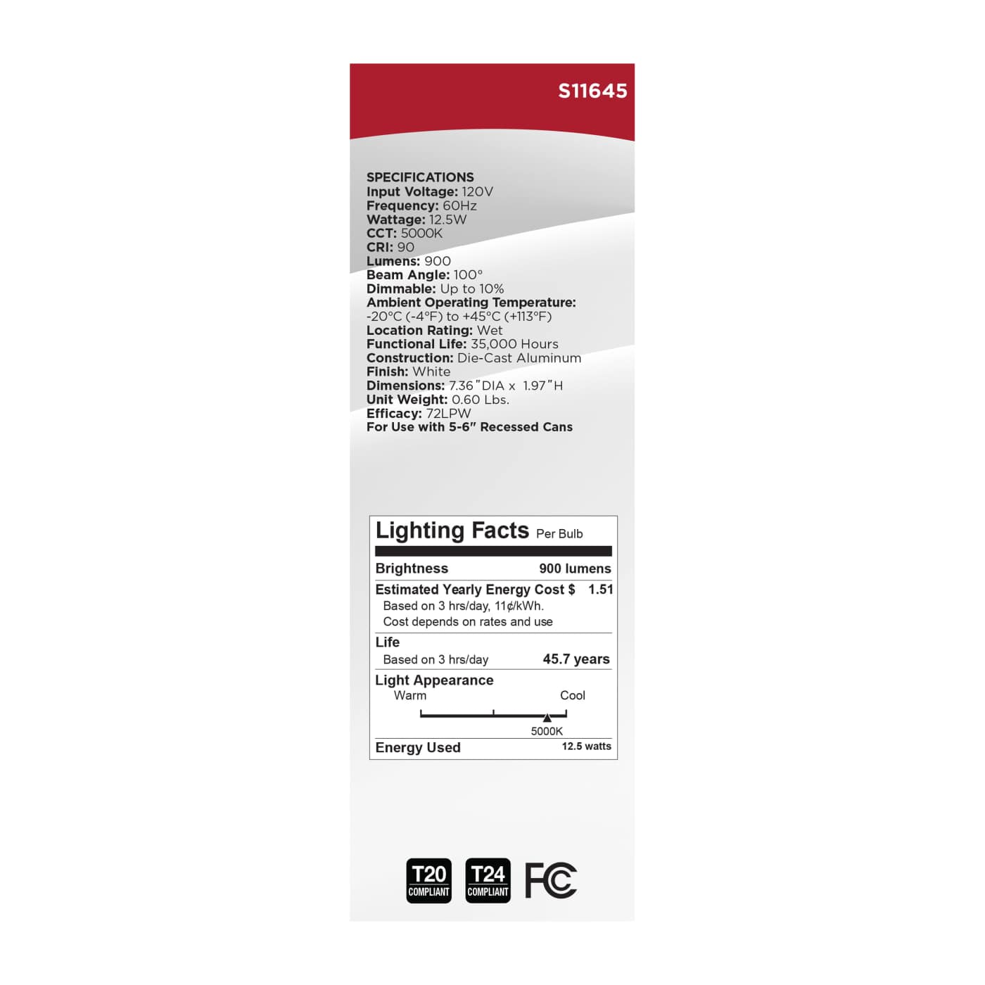 12.5WLED/RDL/5-6/950/120V - S11645