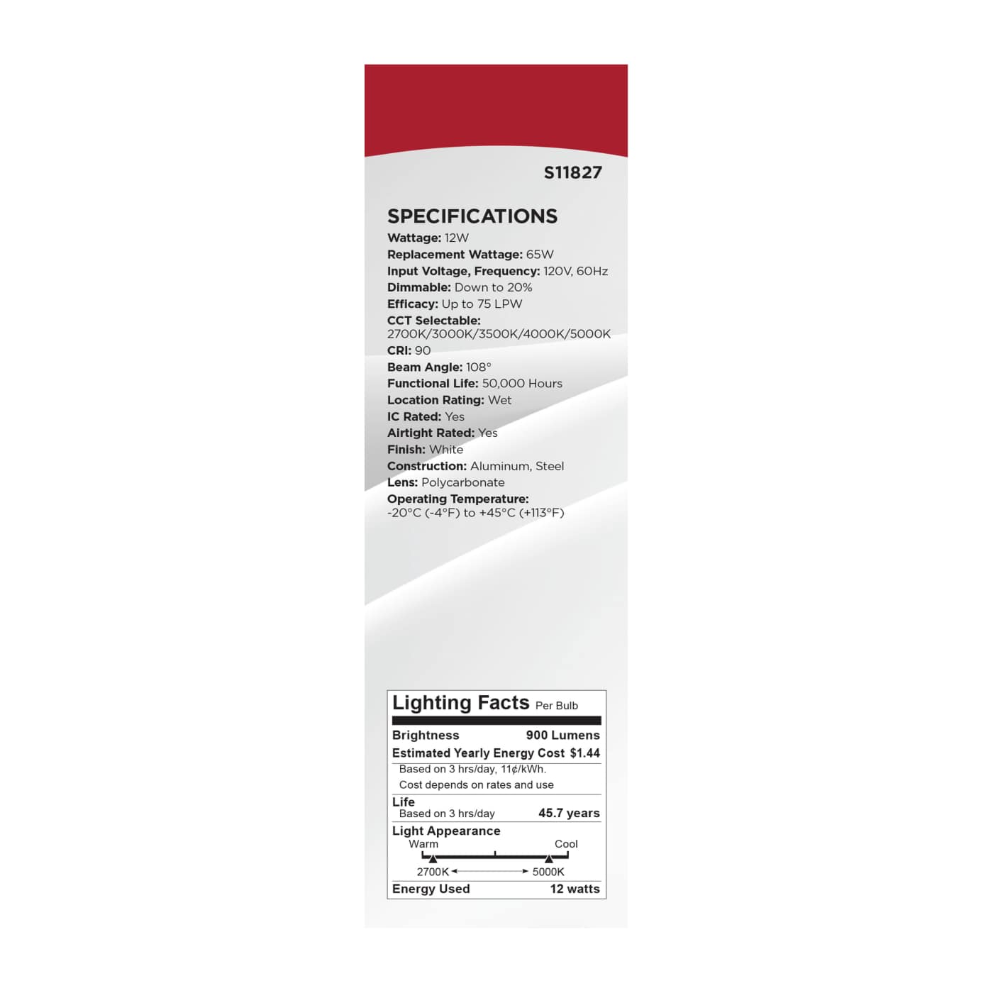 12WLED/DW/EL/6/CCT-SEL/RND/RD - S11827
