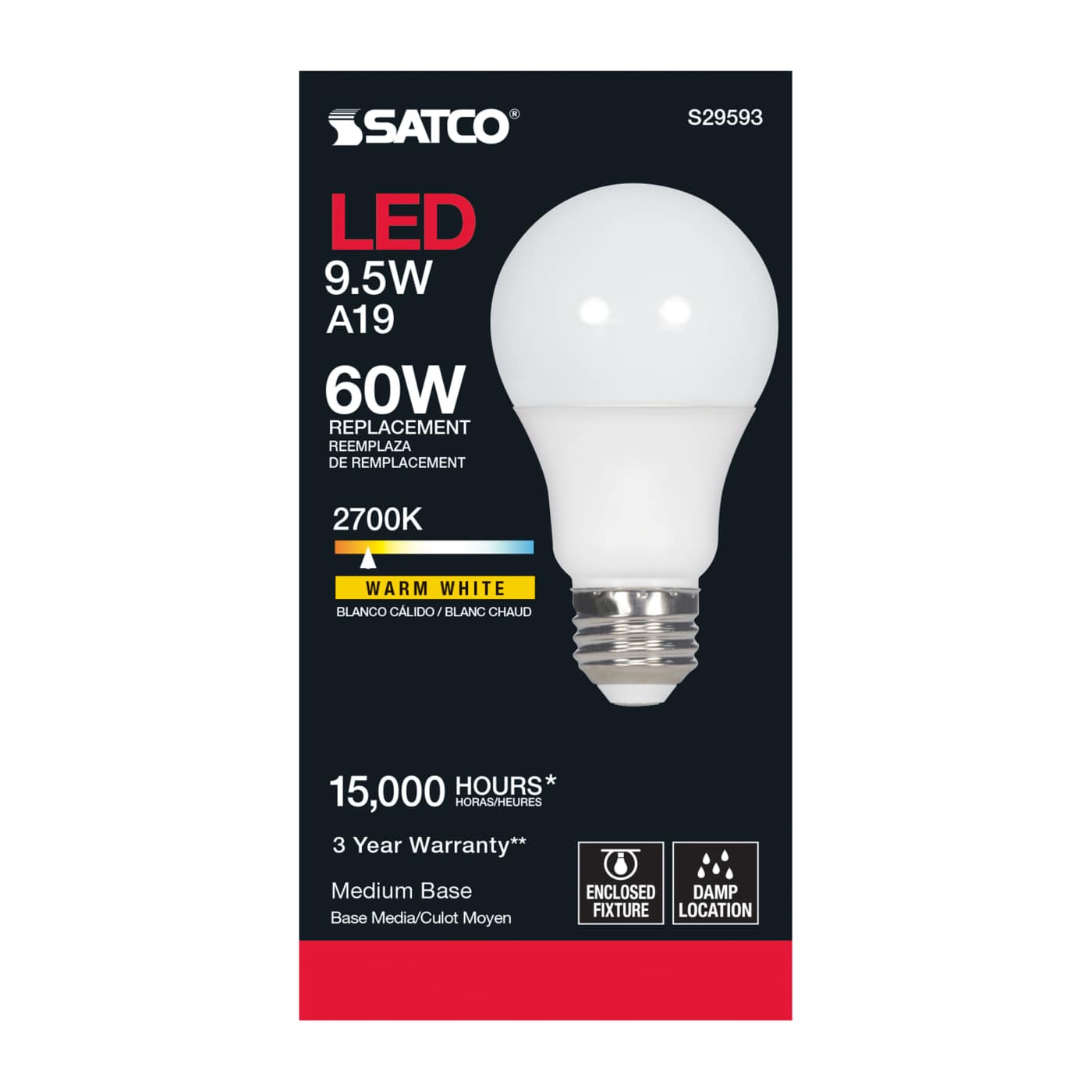 9.5A19/LED/827/ND/120V - S29593