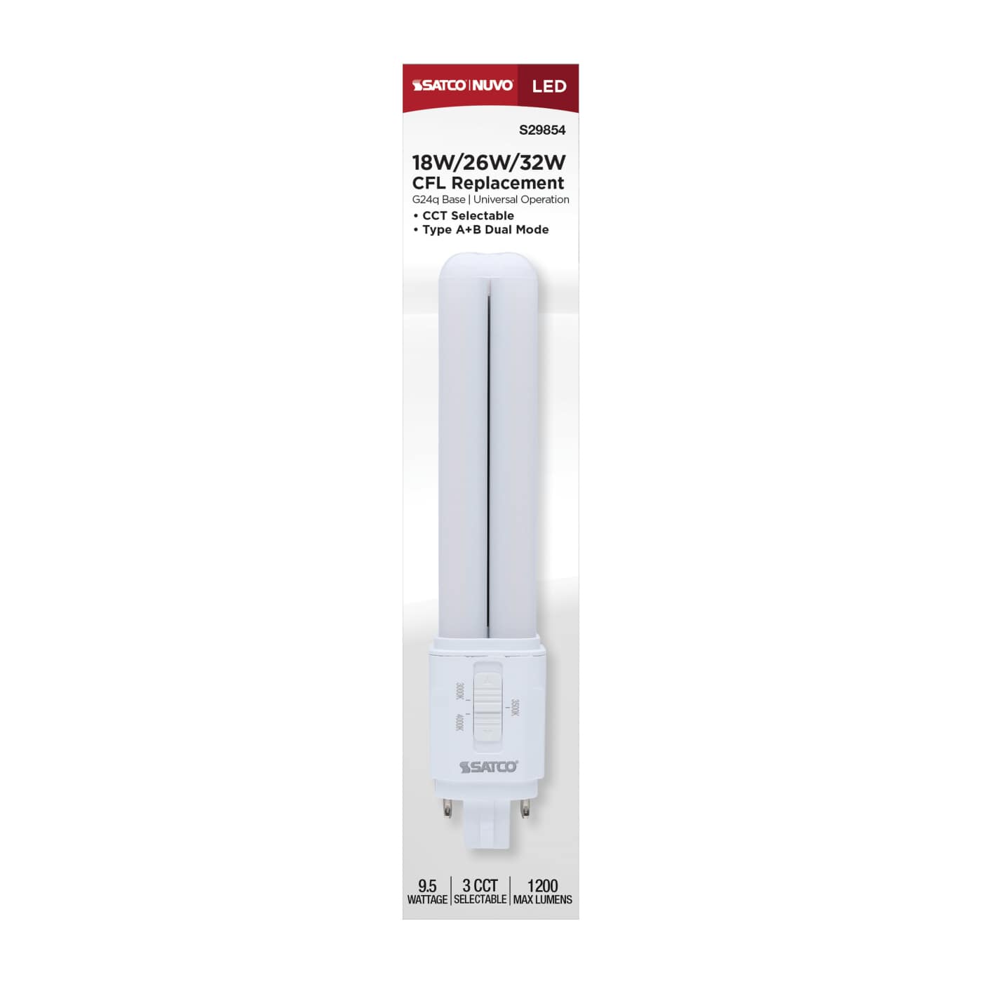9.5W/LED/CFL/3CCT/DUAL/4P - S29854
