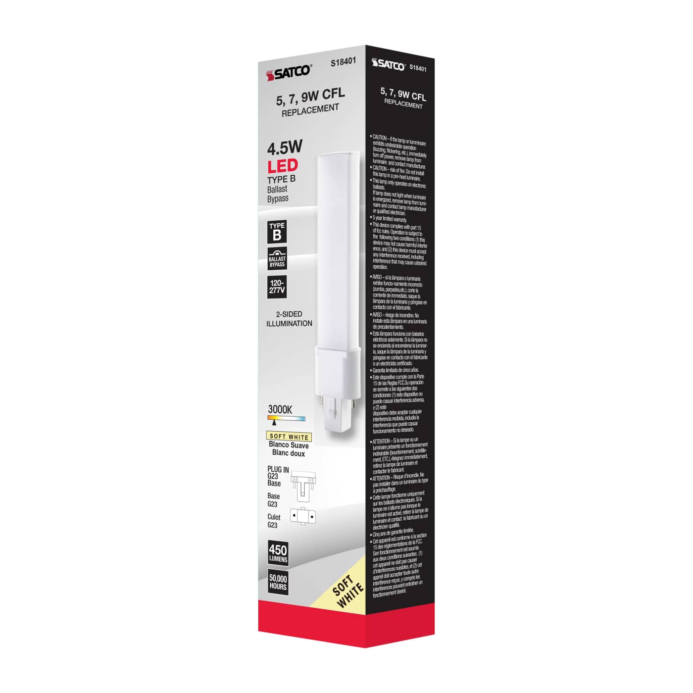 4.5W/LED/CFL/830/G23/BP - S18401