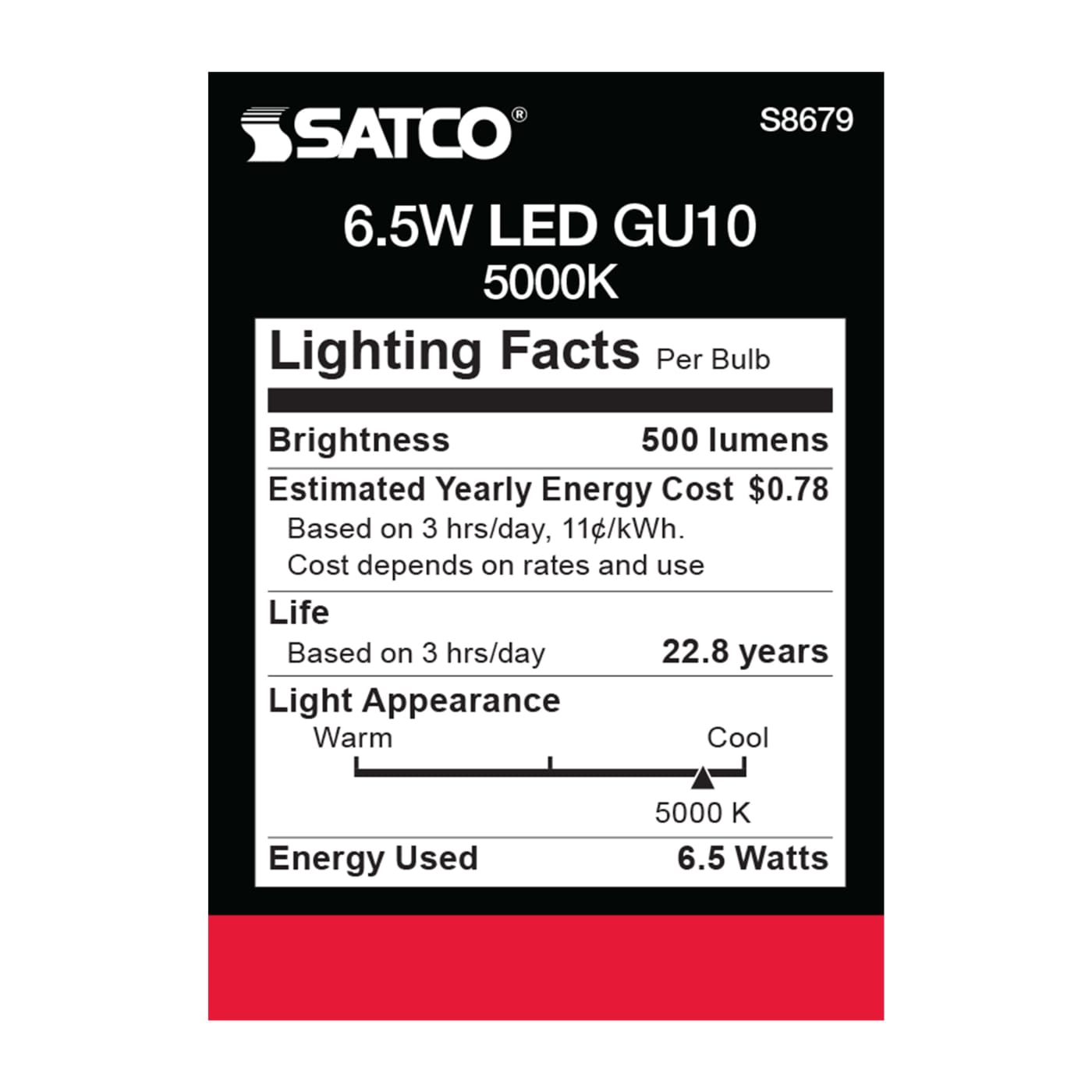 6.5MR16/LED/25'/50K/120V/GU10 - S8679